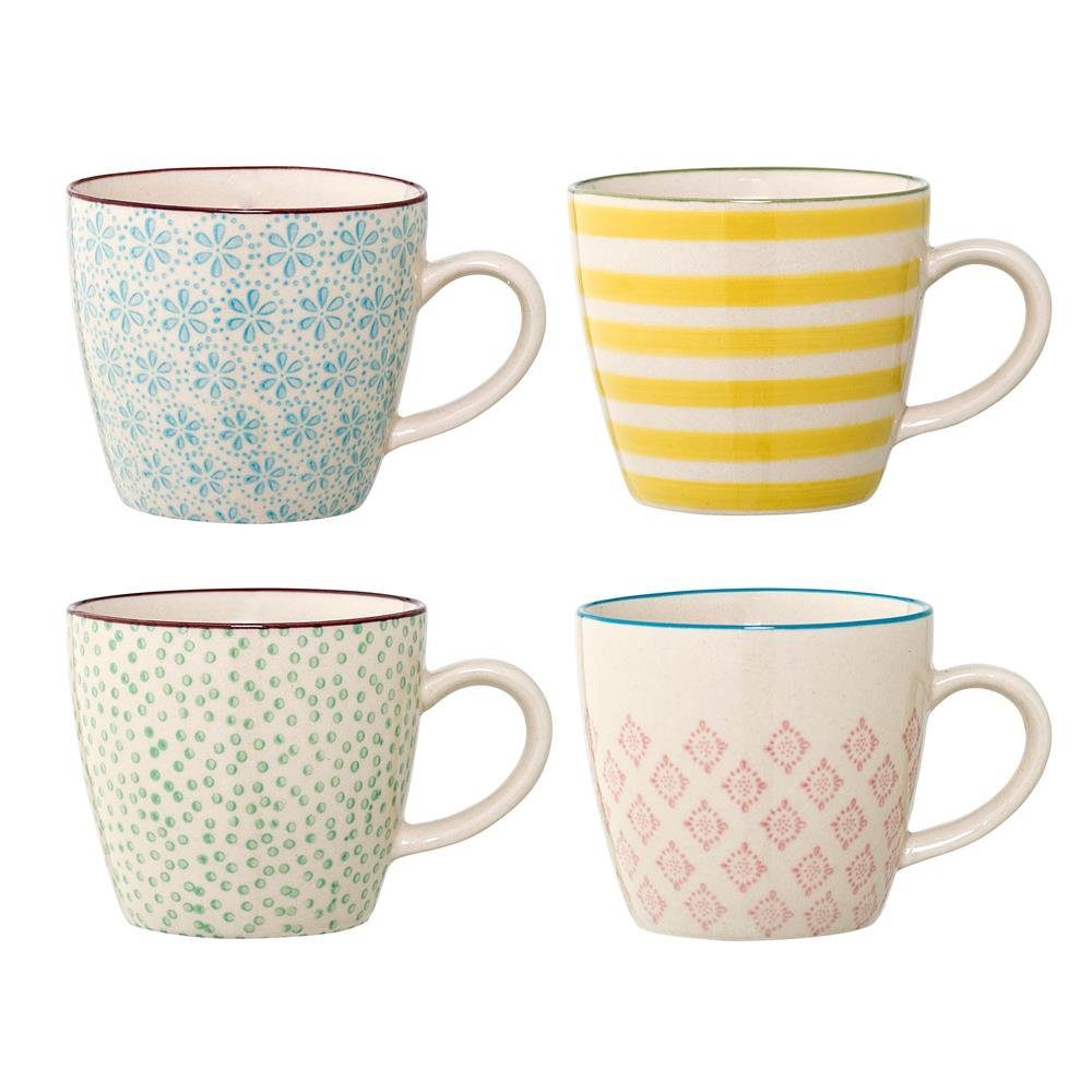 Tasse Kaffeetasse, Teetasse, dänisches Design Bloomingville Keramik, 4er 220 ml, Set, Patrizia,