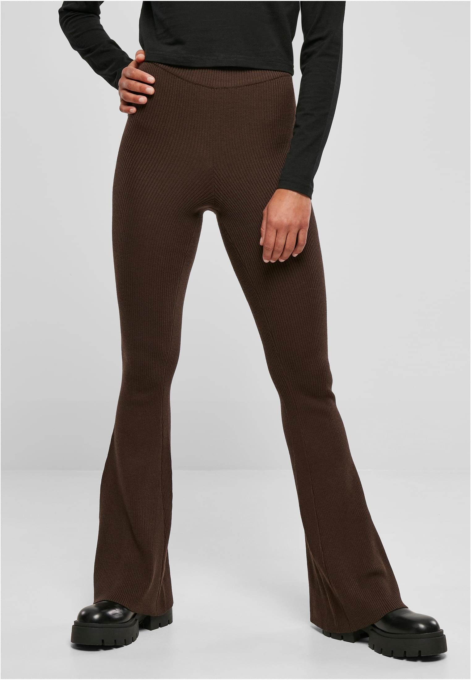 URBAN CLASSICS Leggings Damen Ladies Knit (1-tlg) Leggings Bootcut brown Rib