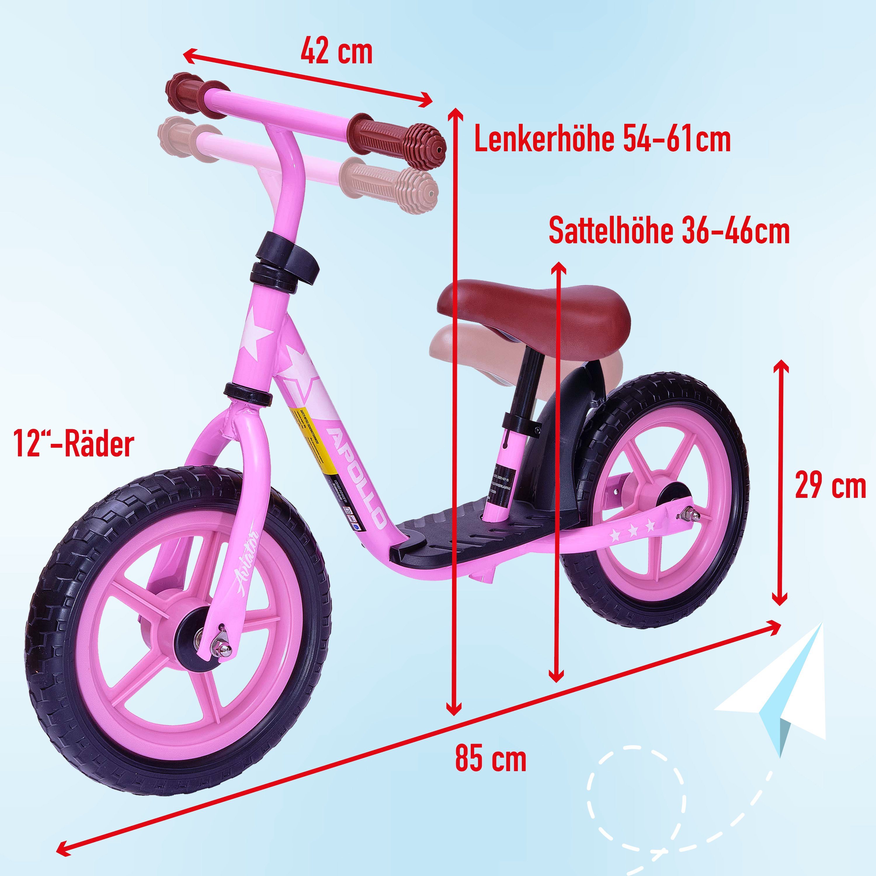 Pink Laufrad Zoll Laufrad für Zoll, stabil und 12 Apollo leicht Kinder Aviator