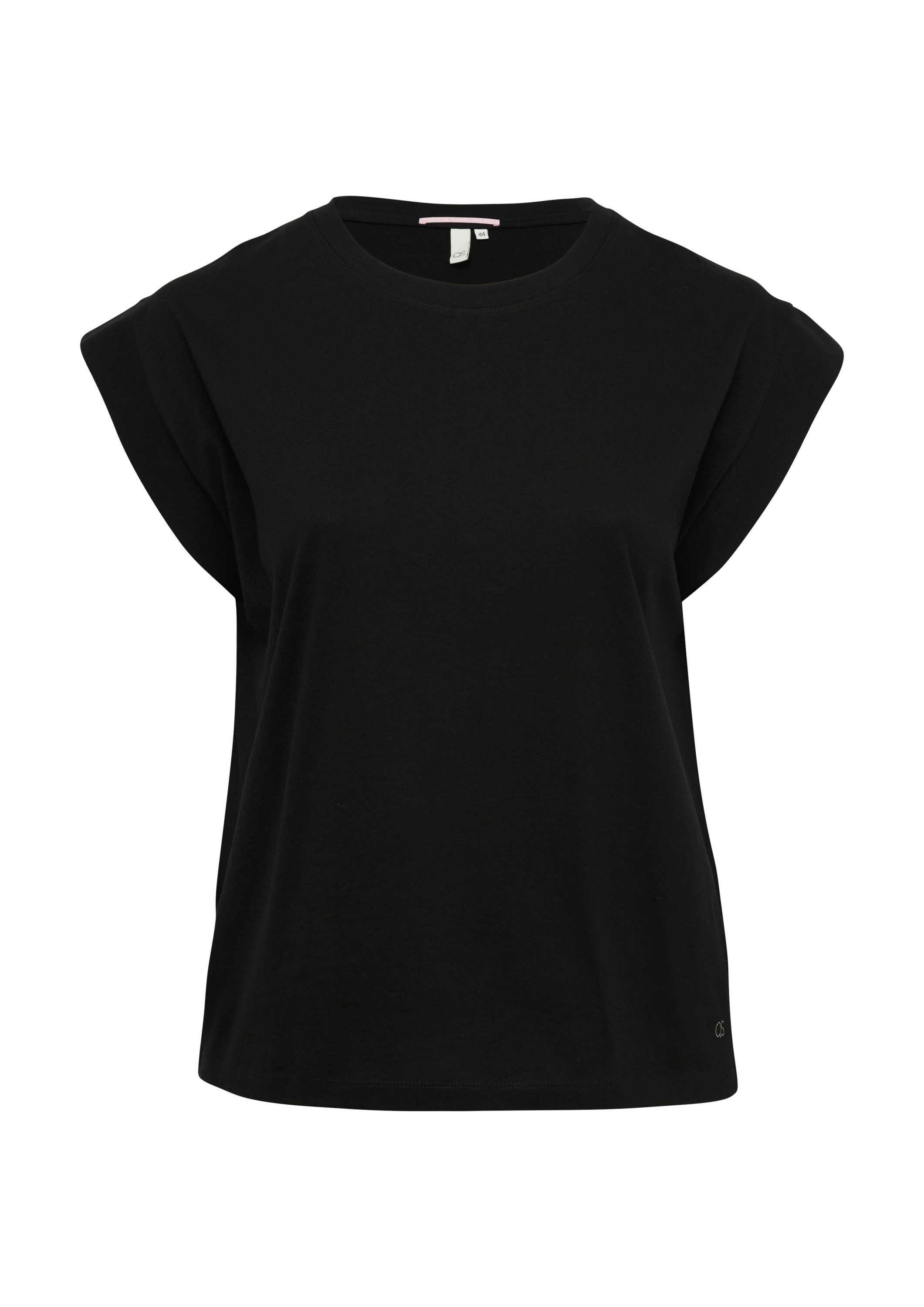 QS Kurzarmshirt T-Shirt Baumwollshirt mit Schulterdetail günstig online kaufen