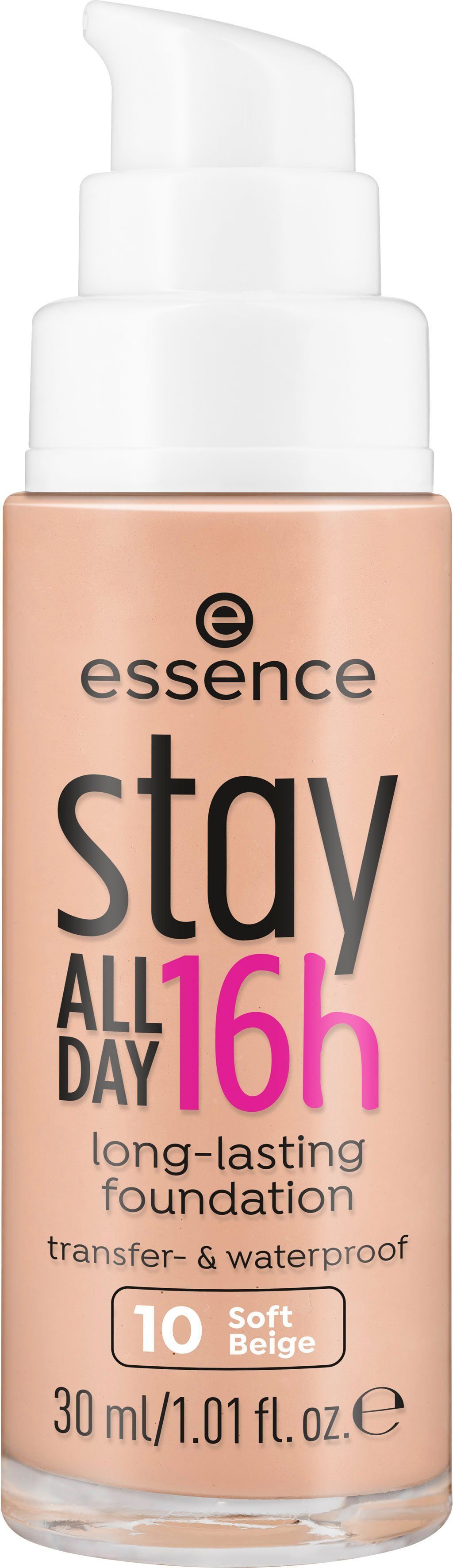 Essence Foundation stay ALL 16h DAY 3-tlg. Beige long-lasting, Soft