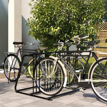 Durhand Fahrradständer Radständer Mehrfachständer bis 6 Fahrräder (Aufstellständer, 1-St., Fahrrad Ständer), beidseitig 155 x 100 x 75 cm, Stahl Schwarz