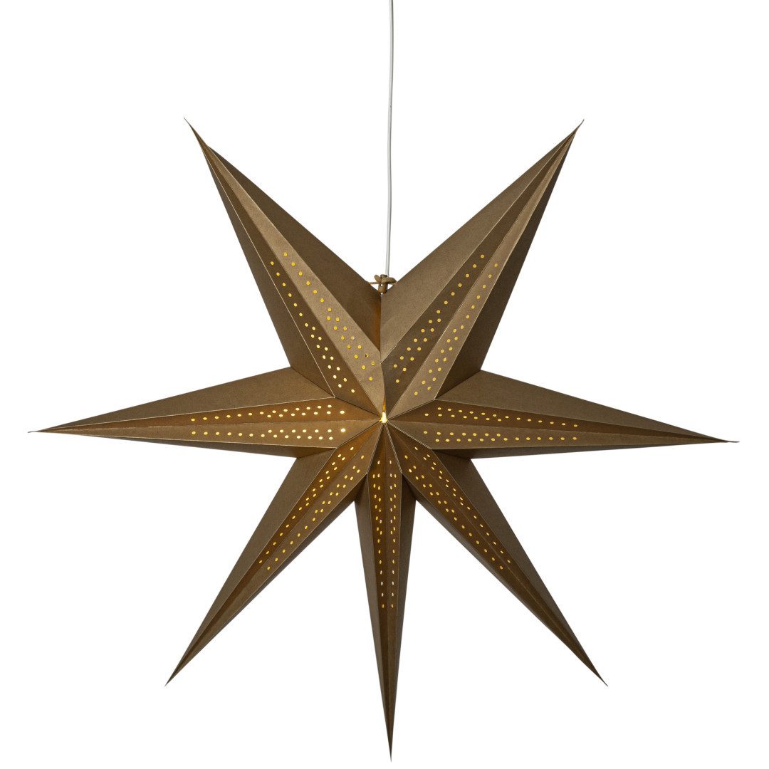 STAR TRADING LED Dekolicht Point, Papierstern Point 60 cm Gold – Adventsstern für Fenster & Wand
