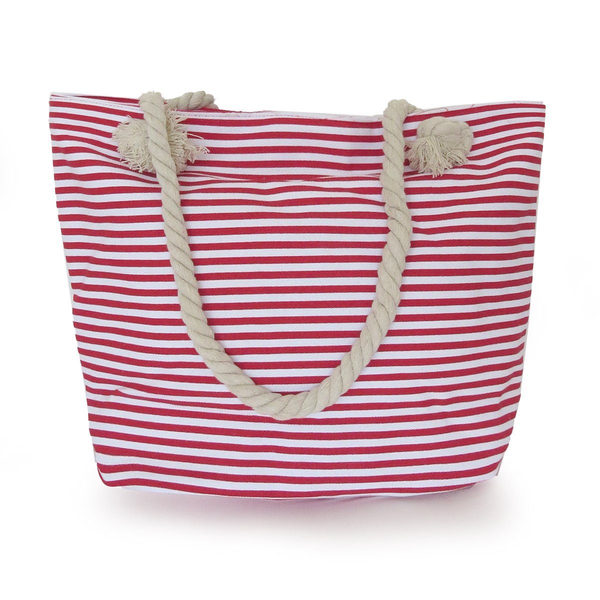 Sonia Originelli Umhängetasche Strandtasche mit Ankerprint rot-marine Seilkordel maritim Reißverschluss