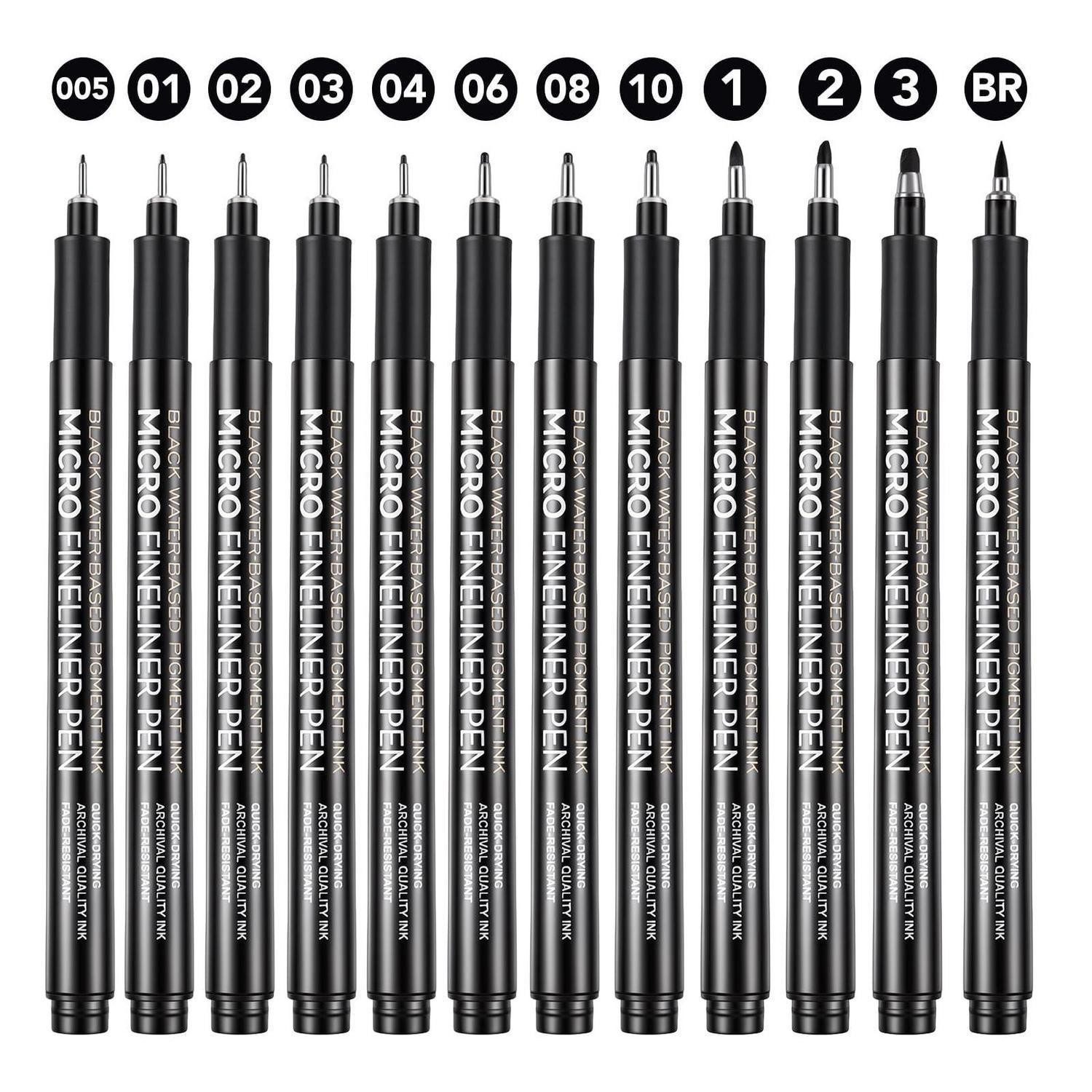 LuxusKollektion Fineliner Fineliner Set Schwarz 12er 0.2-3mm Wasserfest
