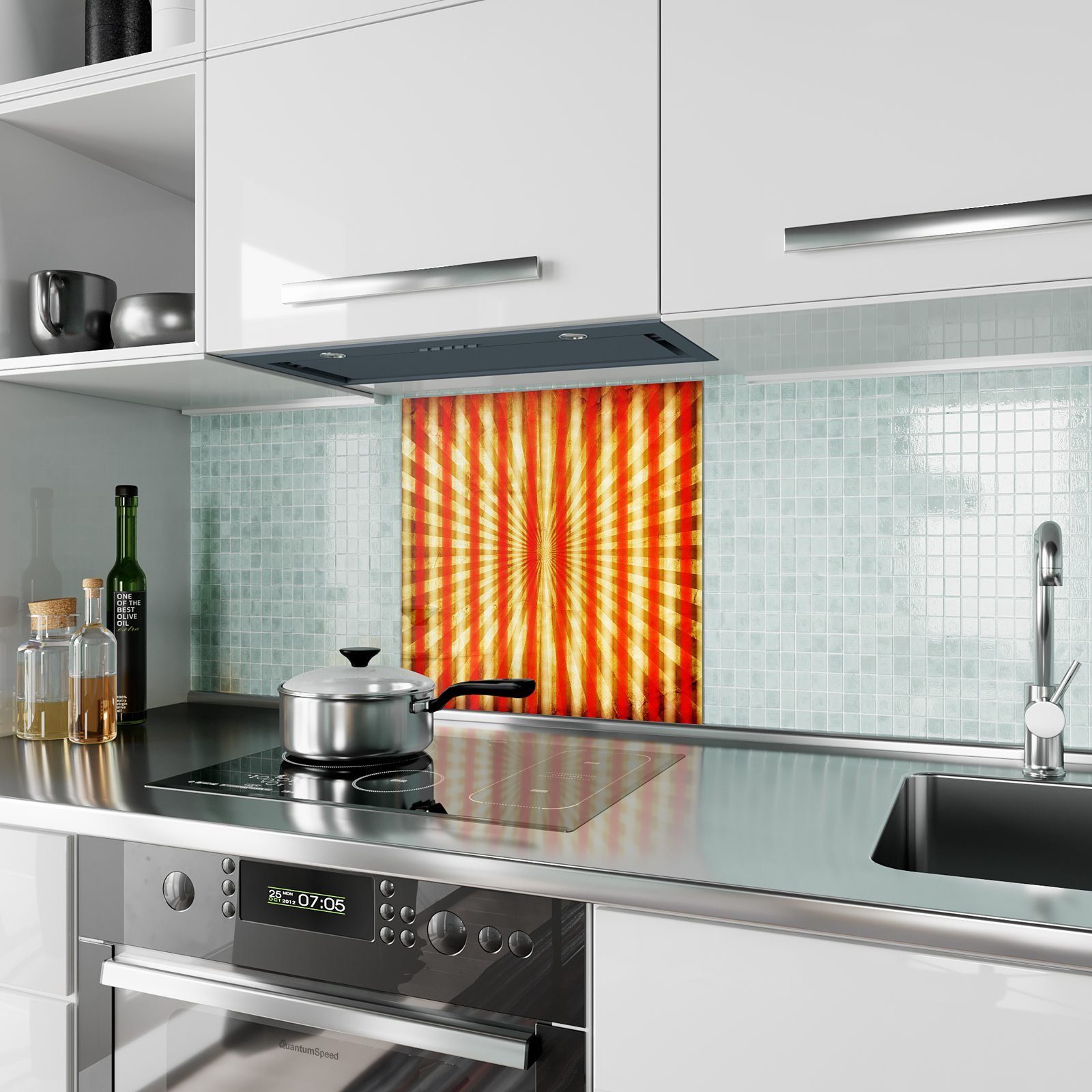 Küchenrückwand Glas Grunge rot Primedeco Spritzschutz Hintergrund