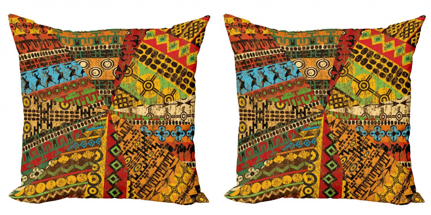 Kissenbezüge Modern Accent Doppelseitiger Digitaldruck, Abakuhaus (2 Stück), afrikanisch Grunge Motive