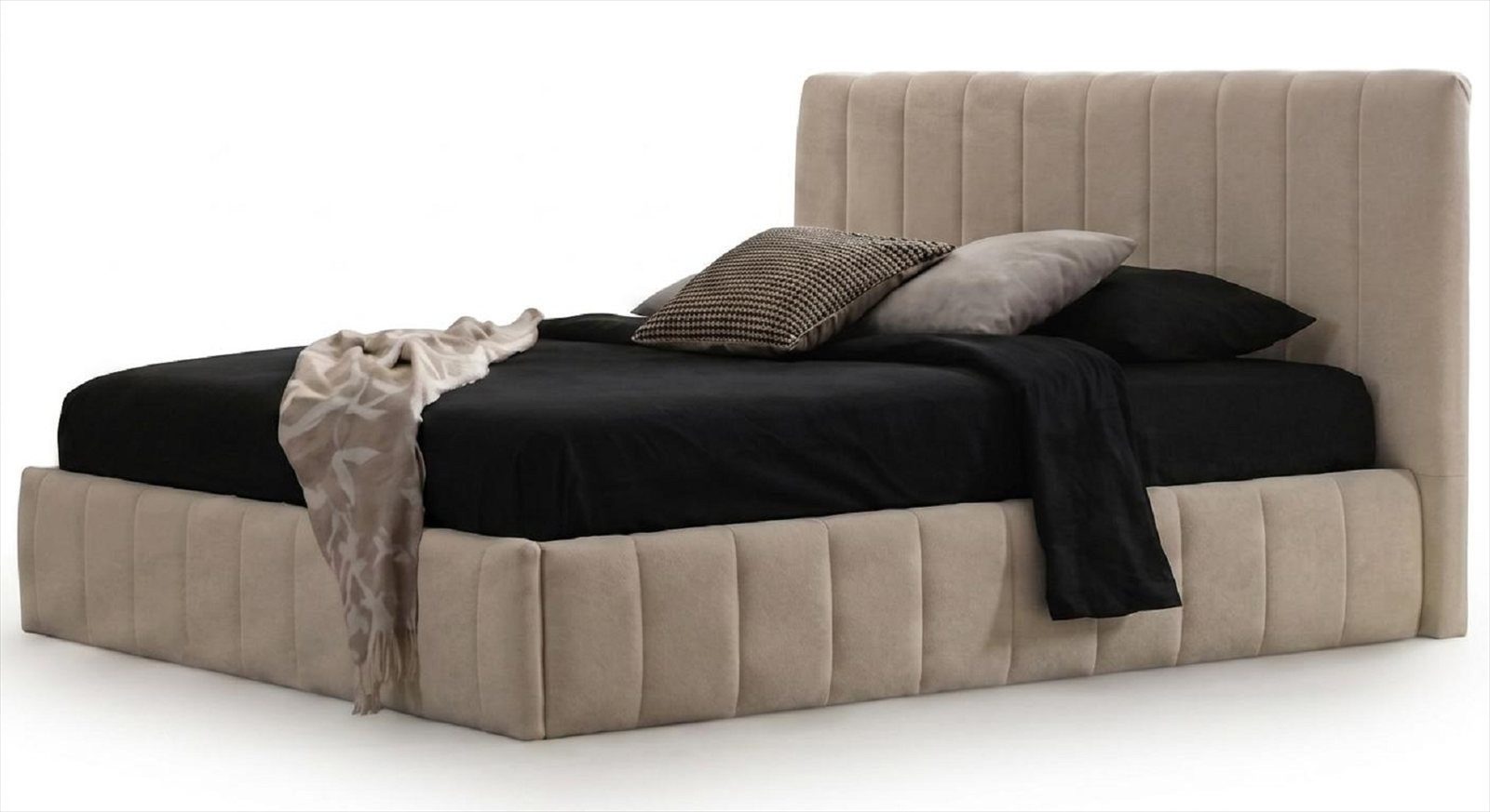 JVmoebel Polsterbett Polsterbett Beige Modern Stoffbett Schlafzimmer Design Komfort, Made in Europa