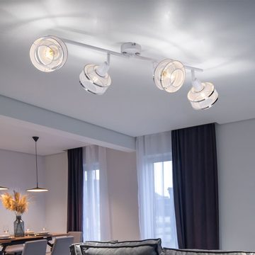 etc-shop LED Deckenspot, Leuchtmittel nicht inklusive, Decken Spot Lampe 4-Flammig Beleuchtung Gitter-Geflecht Weiß