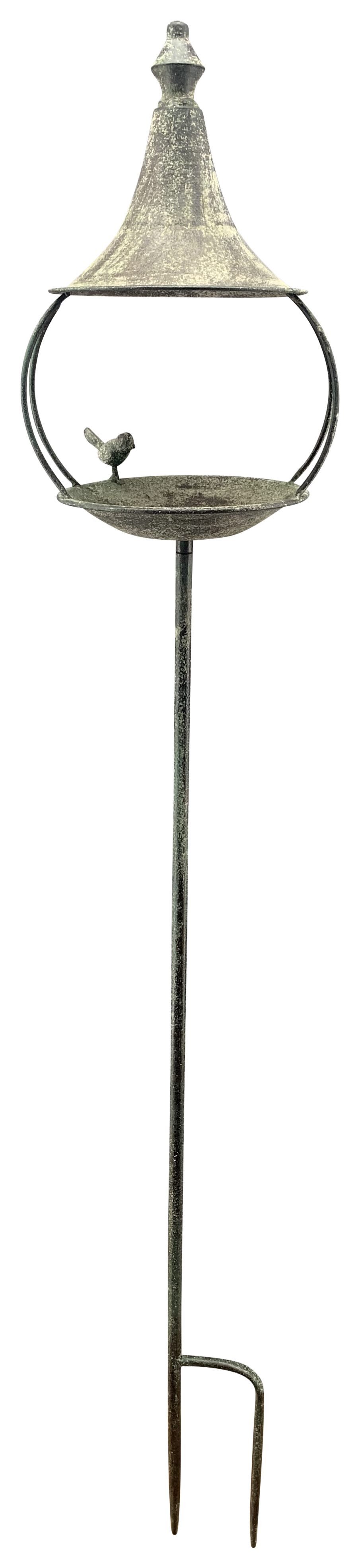 Vogeltränke Futterplatz Vogelbad Metall grau ArtFerro 22x19cm H143cm