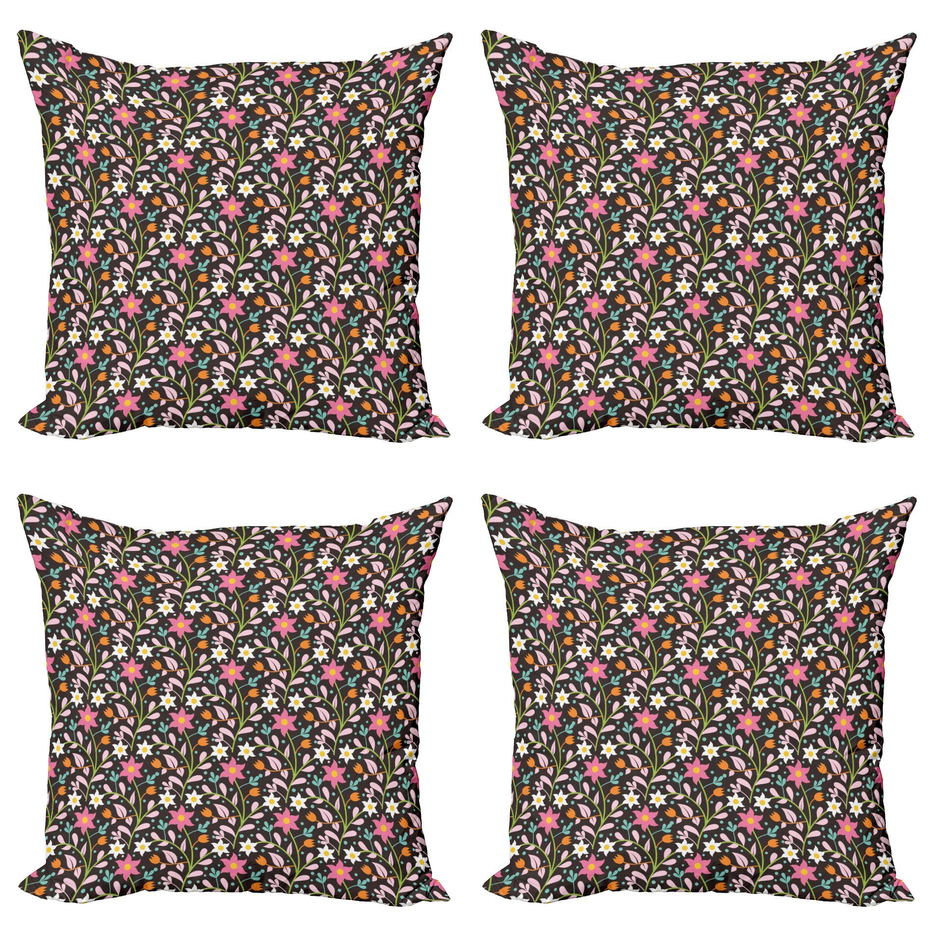 Kissenbezüge Modern Accent Doppelseitiger Digitaldruck, Abakuhaus (4 Stück), Garten-Kunst Abstrakte Pastellblüten