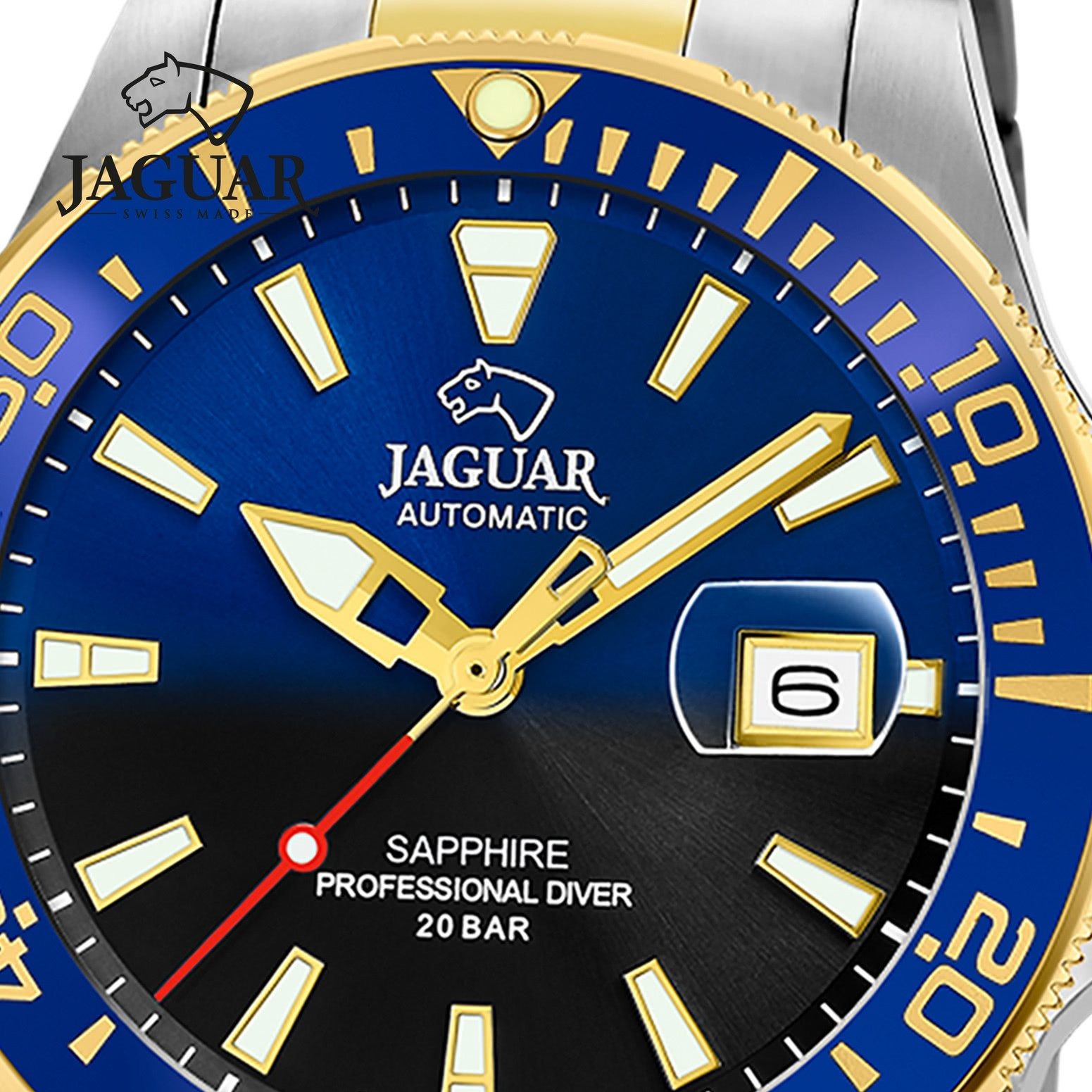 JAGUAR Automatikuhr Jaguar Herrenuhr Edelstahl silber gold, (Analoguhr), Herren Armbanduhr rund, Edelstahlarmband silber, gold