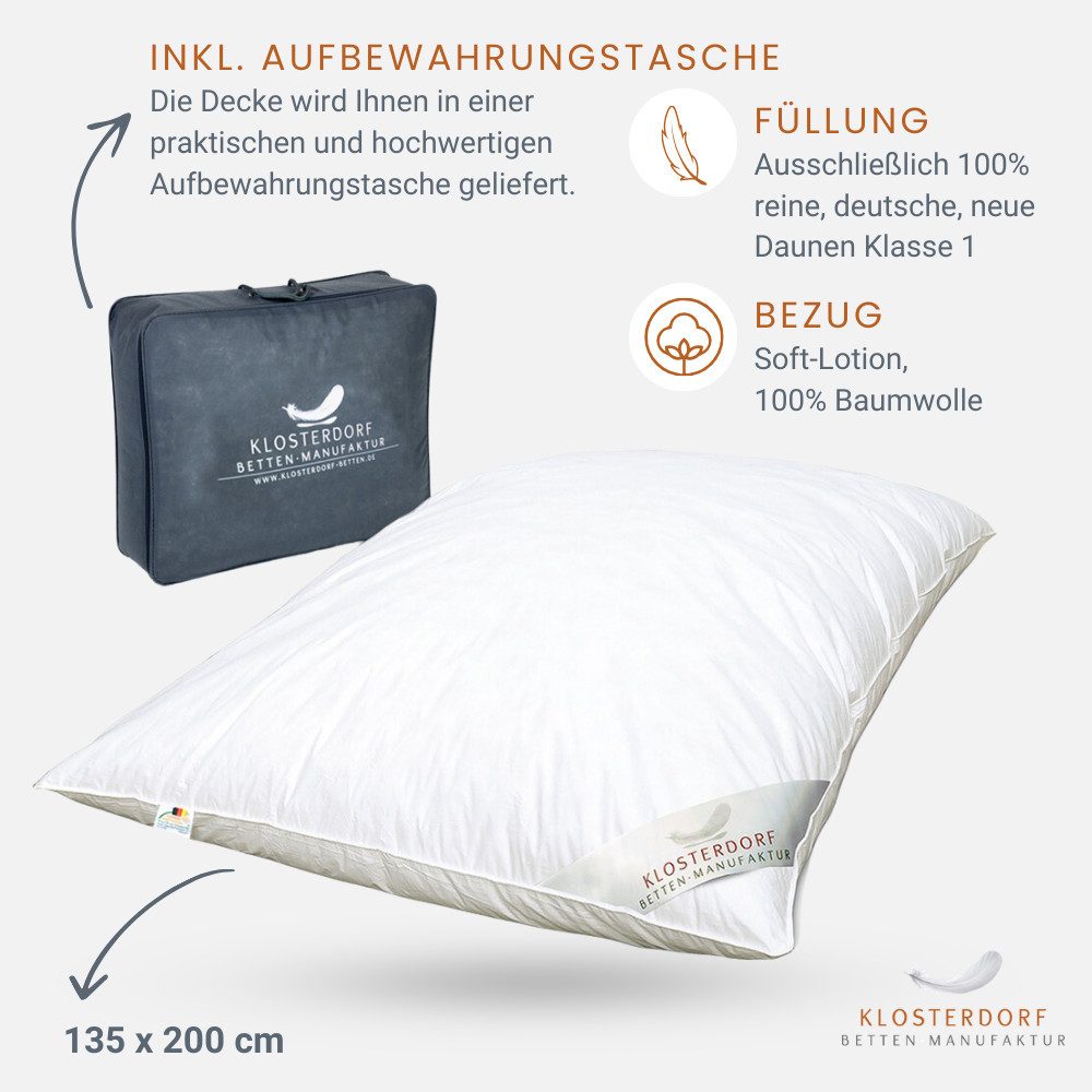 Klosterdorf Betten-Manufaktur Gänsedaunenbettdecke Premium Winterdecke Wint günstig online kaufen