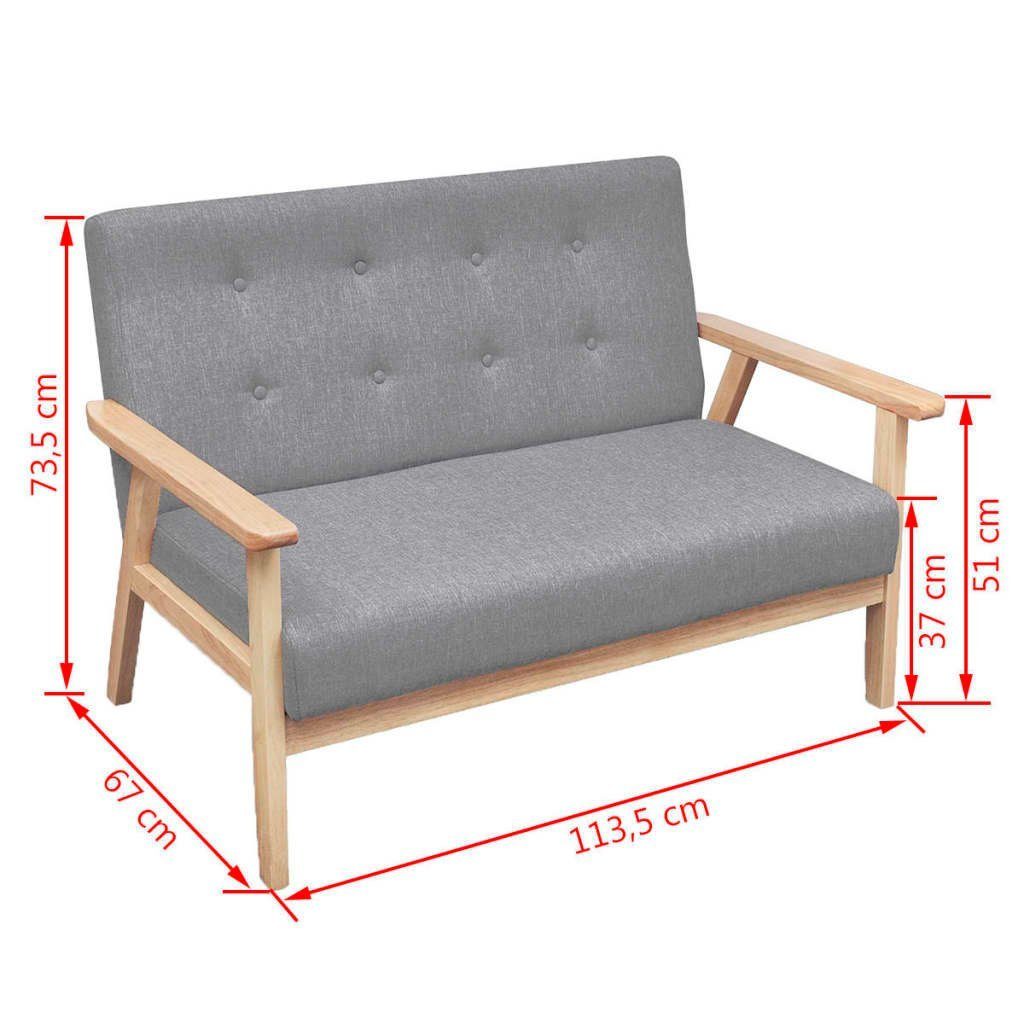 Stoff 2-tlg vidaXL Hellgrau Sofa-Set Sofa