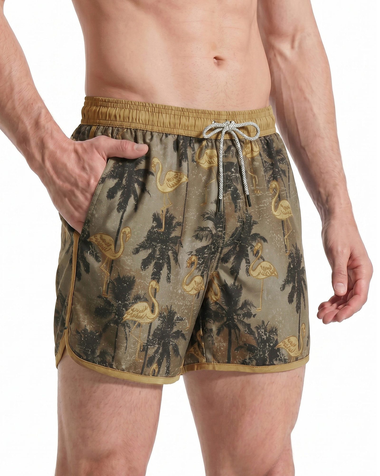 MaaMgic Shorts Herren Retro-Stil kurze Hose Sommer Sport Badehose mit Mesh-Innenslip (1-tlg)