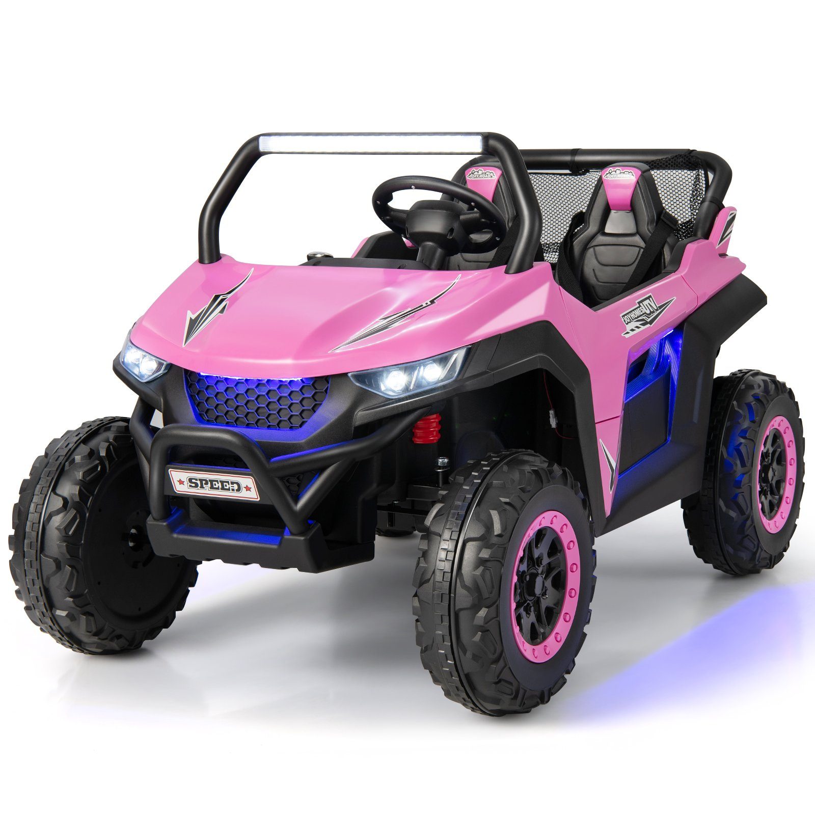 COSTWAY Elektro-Kinderauto 12V Kinderquad, 2 Sitzer, 2-4 km/h