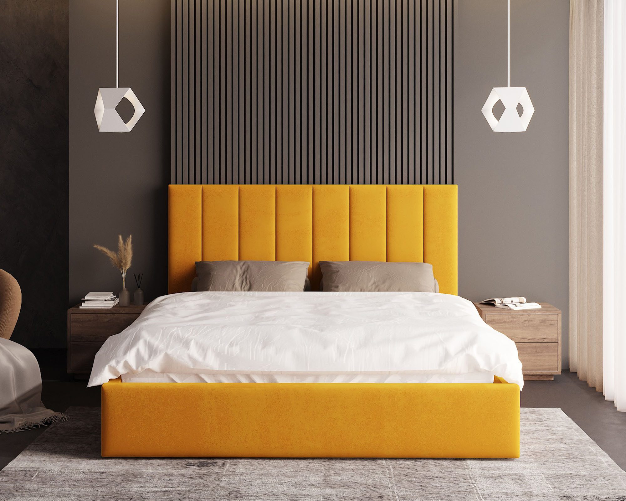 thematys Polsterbett 120x200–180x200 cm – Samt Velours Bett mit Bettkasten & Lattenrost (Optional mit 23 cm Taschenfederkern-Matratze H2, hydraulisches Stauraumbett)