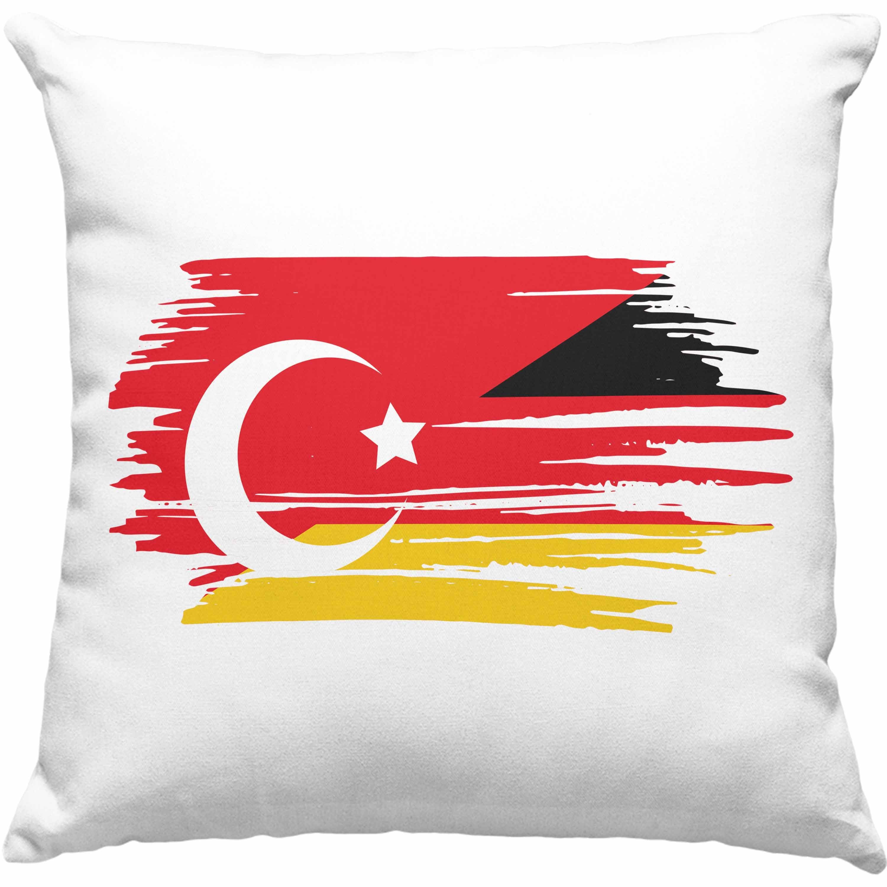 Trendation Dekokissen Trendation - Türke Kissen Geschenk Halb Türke Halb Deutschland Geschenkidee Türken Dekokissen mit Füllung 40x40 Grau