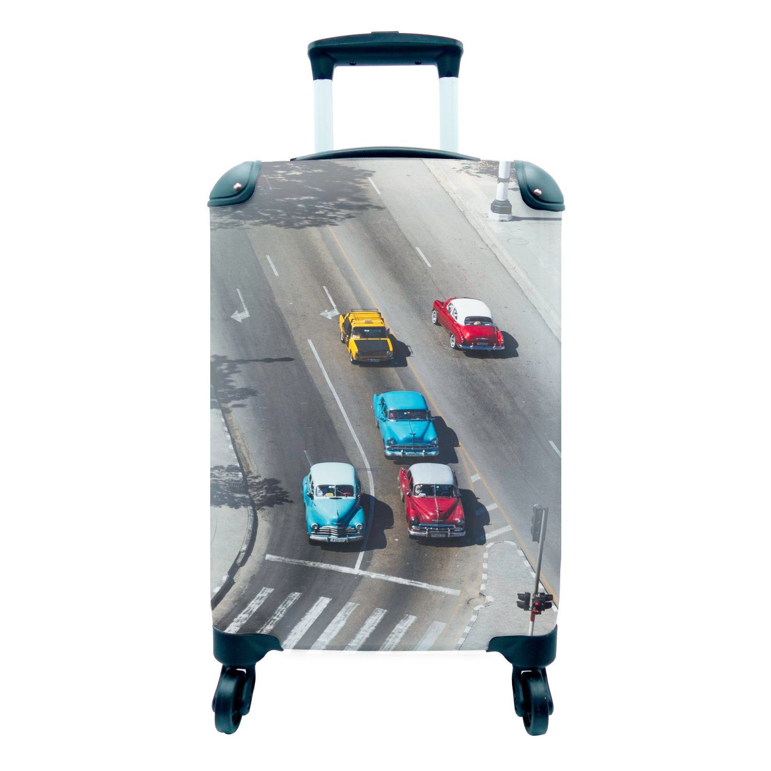 MuchoWow Handgepäckkoffer Fünf Reisetasche Trolley, auf Straße, Reisekoffer für Oldtimer rollen, mit 4 Rollen, der Handgepäck Ferien