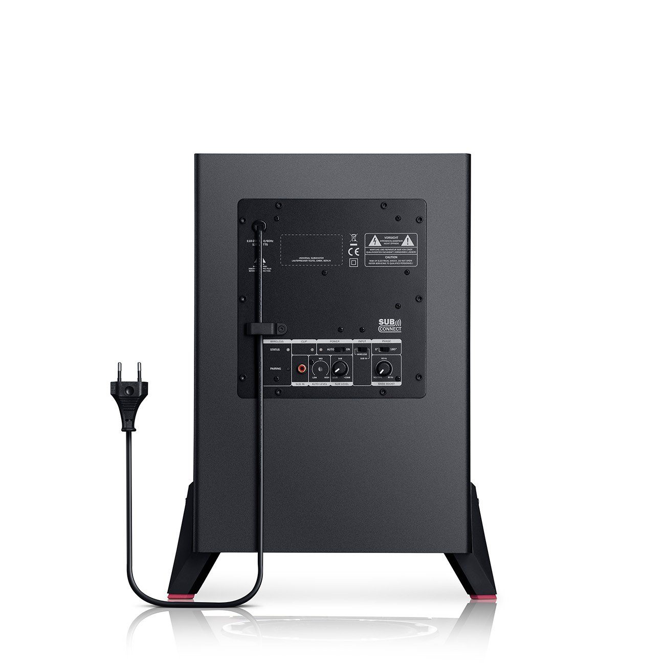 Teufel T 8 Subwoofer Subwoofer (Cinch-Eingang, 100 W, Als Frontfire- oder Downfire-Subwoofer einsetzbar)