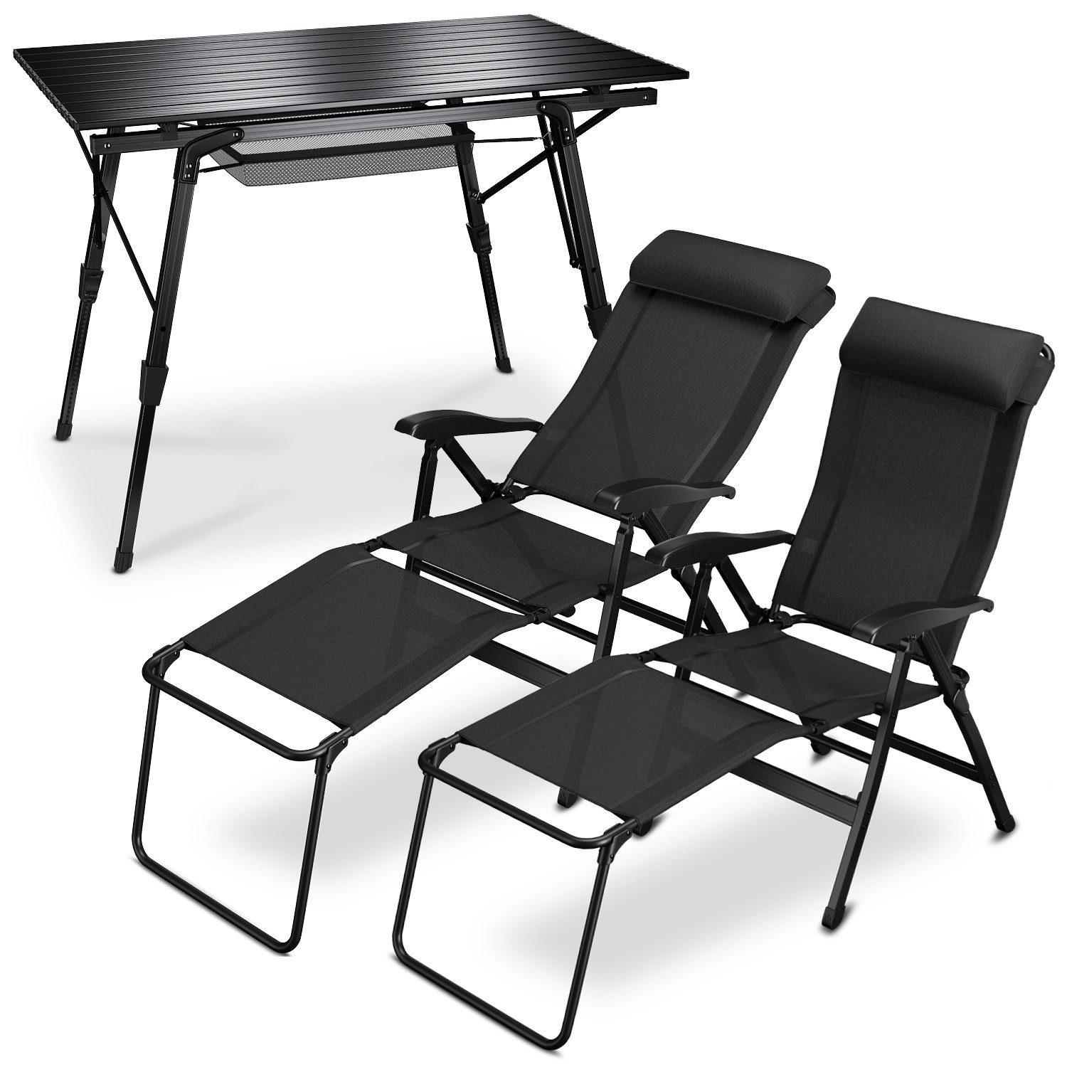 aktivshop Campingtisch mit Klappstühlen (1 Tisch, 2 Stühle), UV- und witterungsbeständig