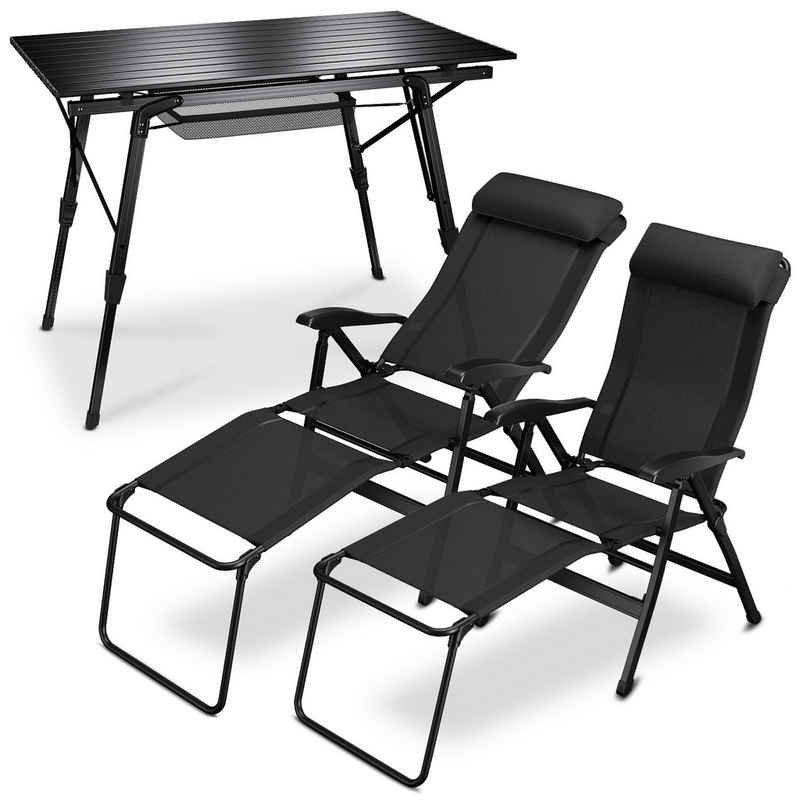 aktivshop Campingtisch mit Klappstühlen (1 Tisch, 2 Stühle), UV- und witterungsbeständig