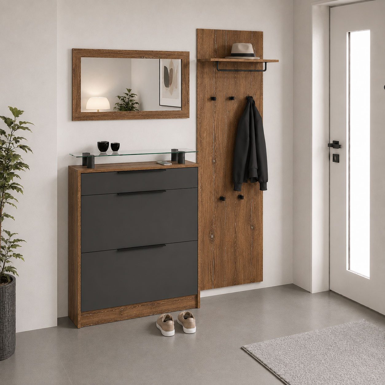 borchardt Möbel Garderoben-Set Tom, (3-St), Schuhschrank stehend