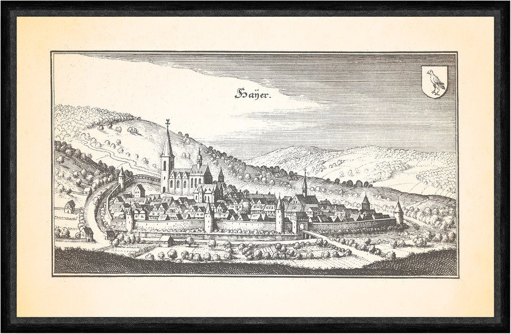 Kunstdruck Haiger Haiger Haigerer Mark Burg Hessen Topograhia Hassiae Faks_Merian
