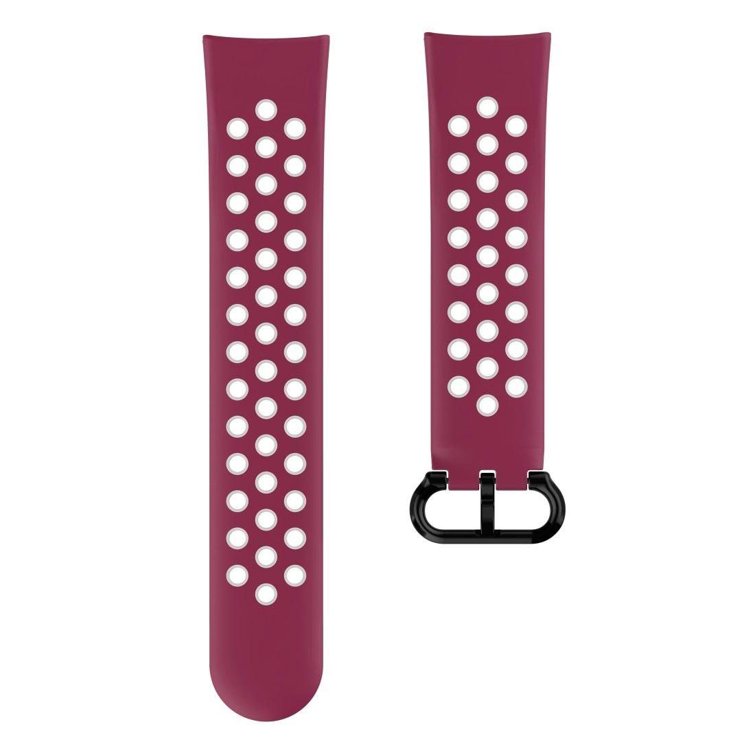 Versa Fitbit bordeaux Ersatzarmband Silikon, (2), für cm/21 cm 22 Smartwatch-Armband 3/4/Sense Hama