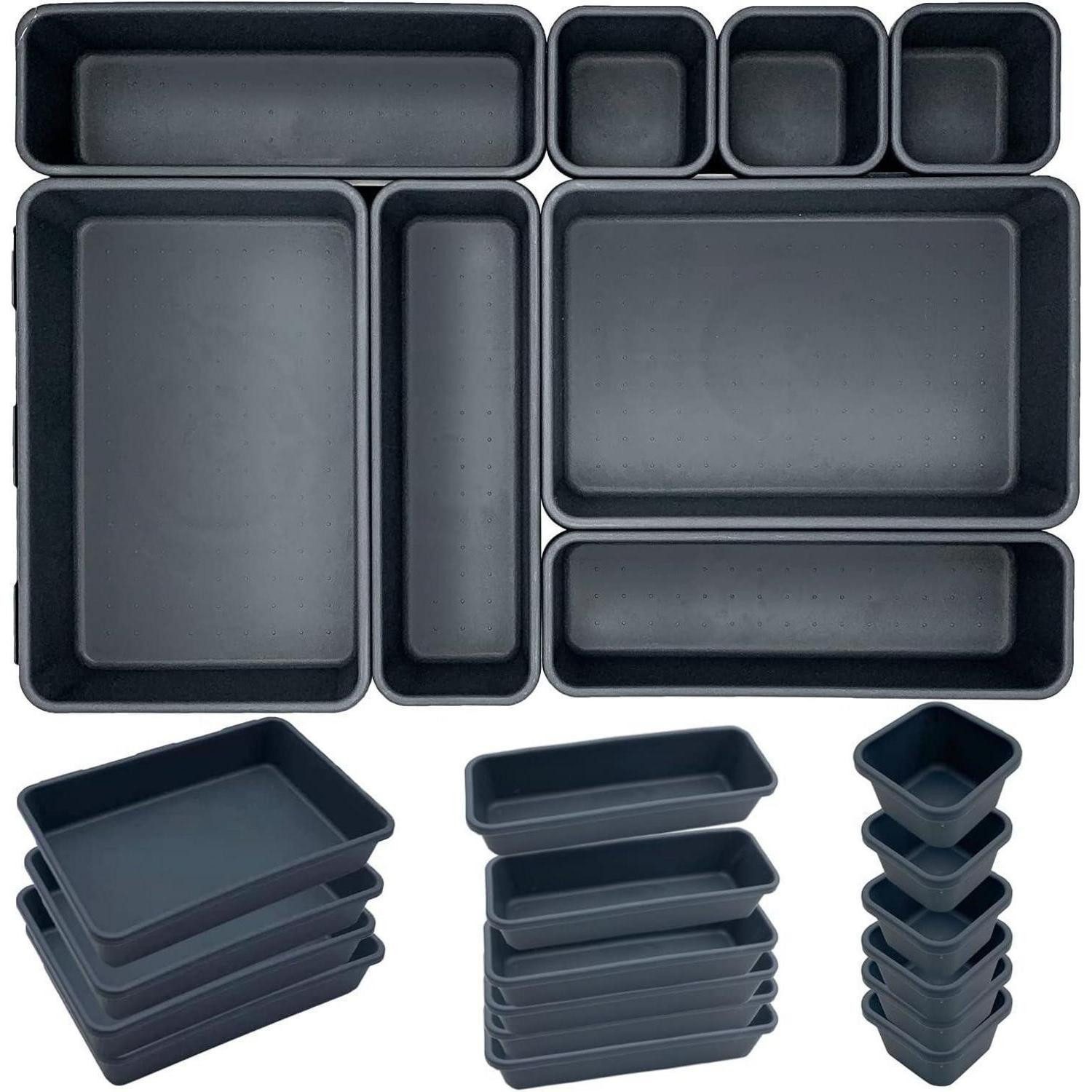 Besteckeinsatz Schubladen Organizer Besteckkasten Schubladeneinsatz Grau 16