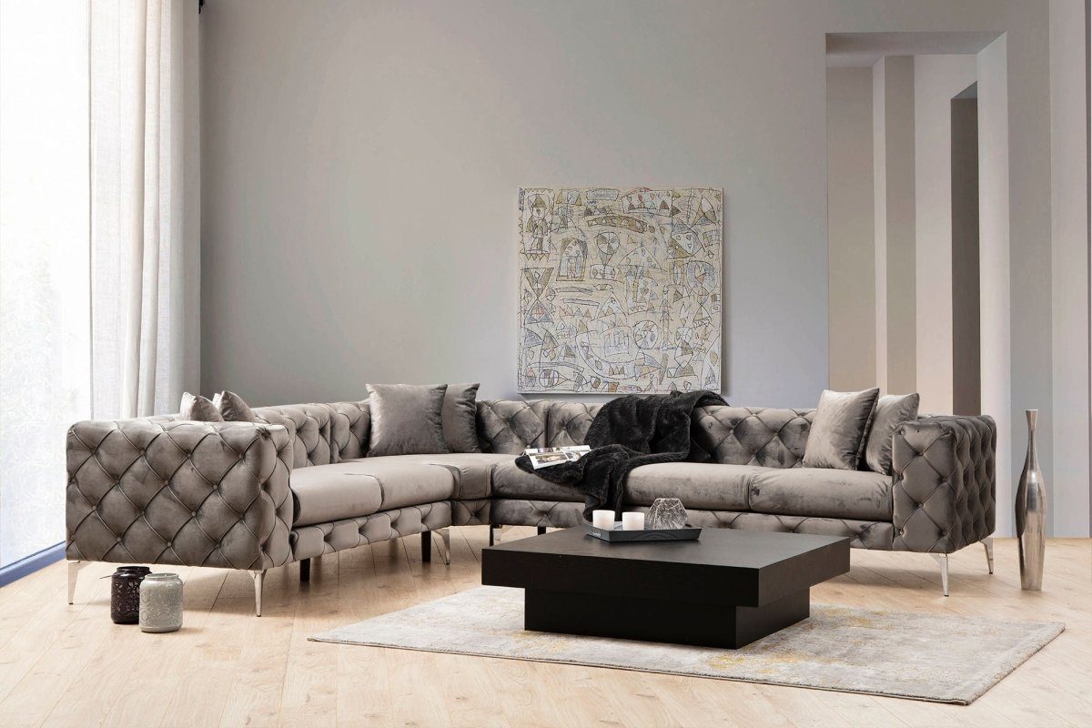 Luxusbetten24 Sofa, Großzügiges Platzangebot mit 270 cm und 350 cm Breite  für 6 bis 10 Erwachsene | Wohnlandschaften