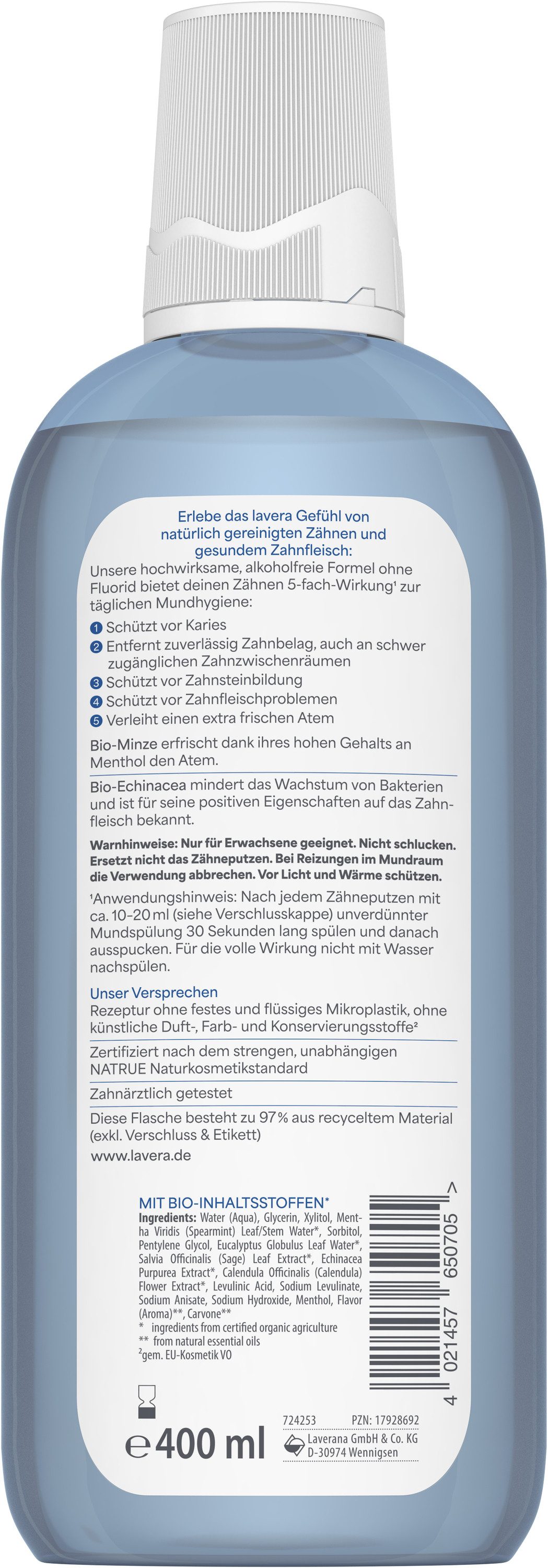 lavera Bio-Mundspülung "Complete Care" fluoridfrei, 400 ml – Bild 3 von 3