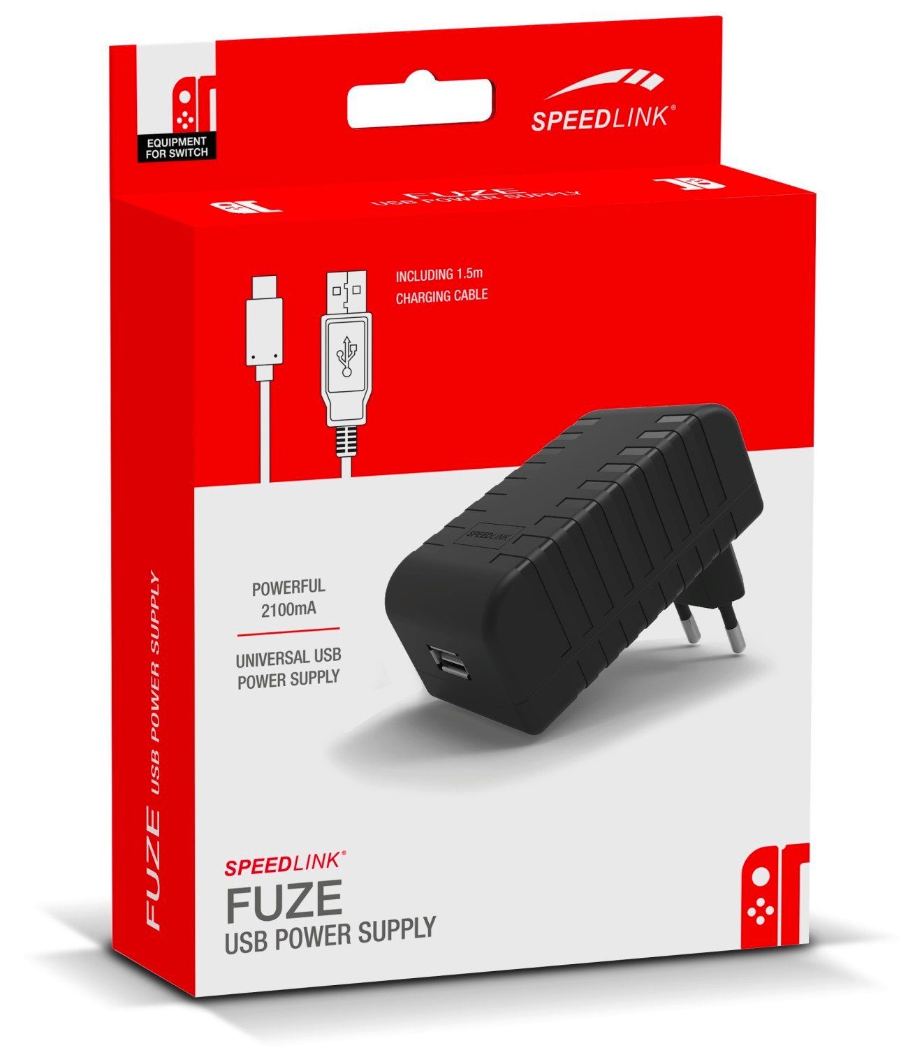 Speedlink Konsolen-Dockingstation USB Netzteil Lader 2,4A Ladegerät USB-C Kabel, für Nintendo Switch / Lite Konsole Handy, Beleuchtet