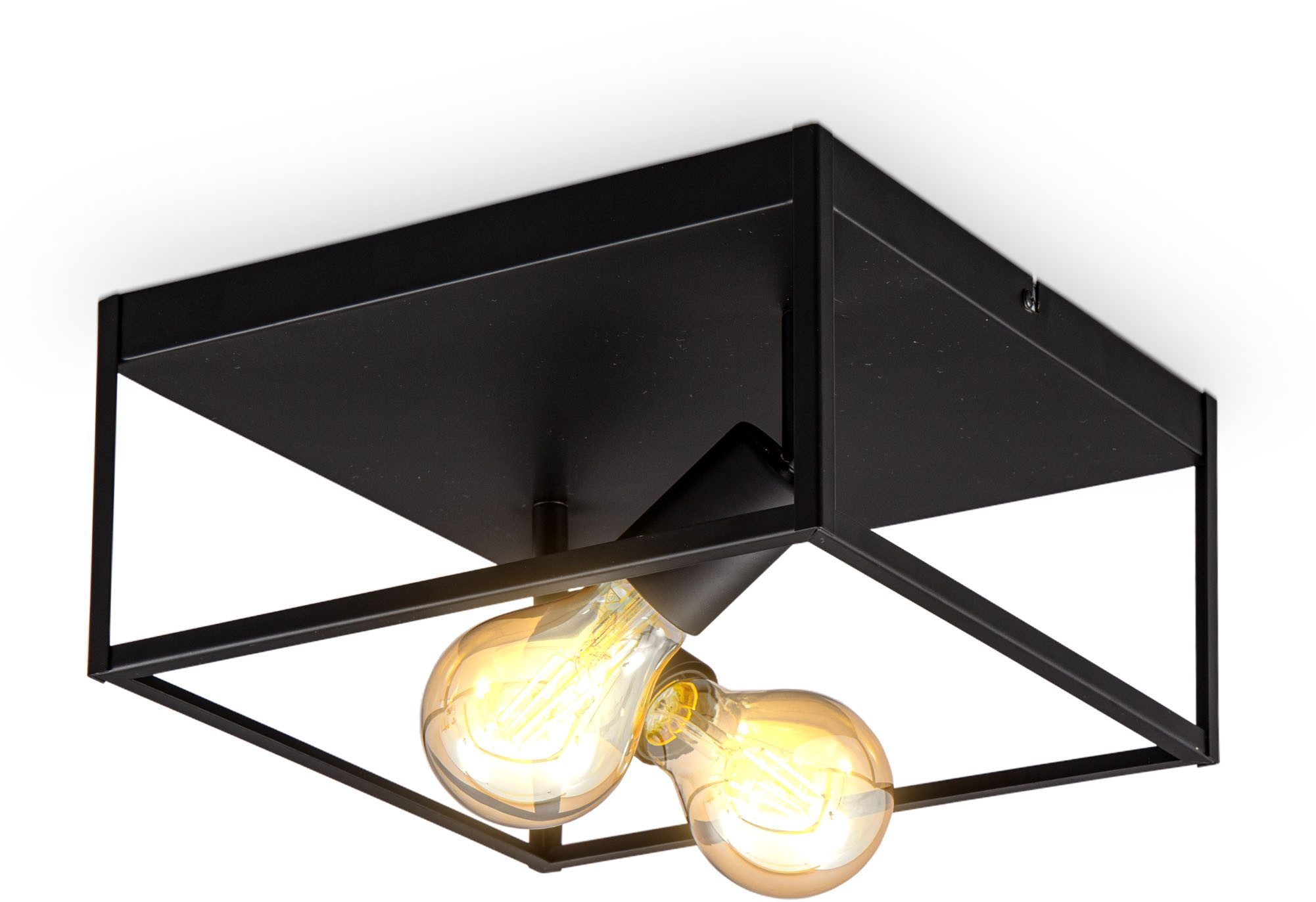 B.K.Licht Deckenleuchte Deckenleuchte, schwarz, 2xE27 max. 60W exkl., Deckenlampe 29 x 29 x 14 cm Schwarz E27 Fassung Schlafzimmer Flur