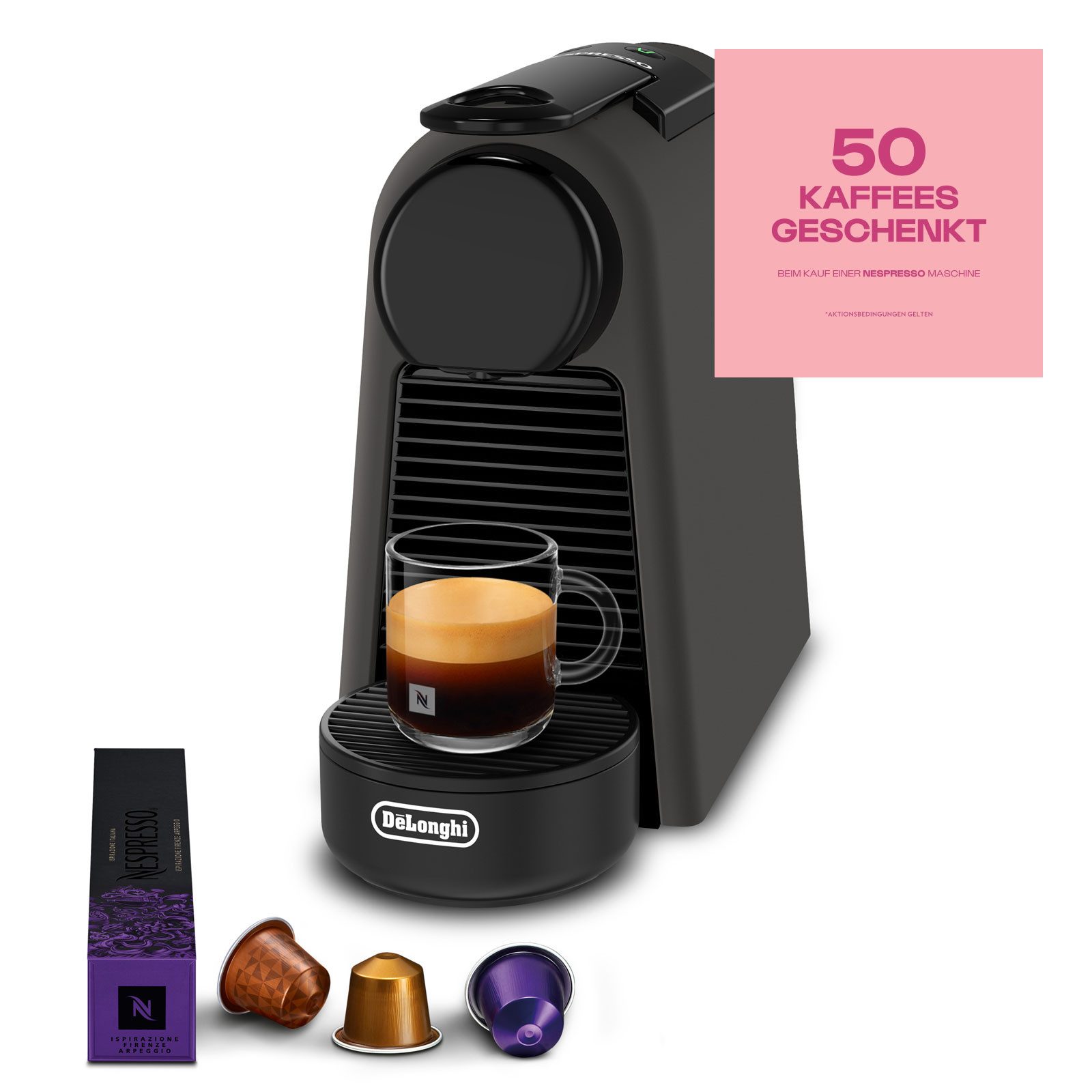 De'Longhi Kapselmaschine EN85.BKMT, Automatische Kapselmaschine, Kompakt, 19 Bar, Inklusive Willkommensset