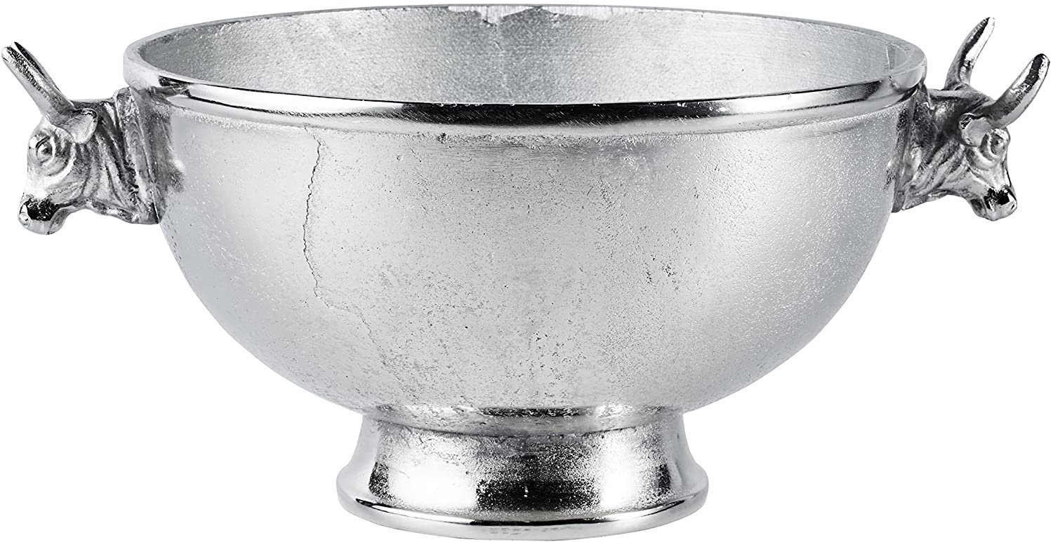 MichaelNoll Dekoschale Schale "Stierkopf" Aluminium Rund Dekoschale Metall - 31 oder 40 cm