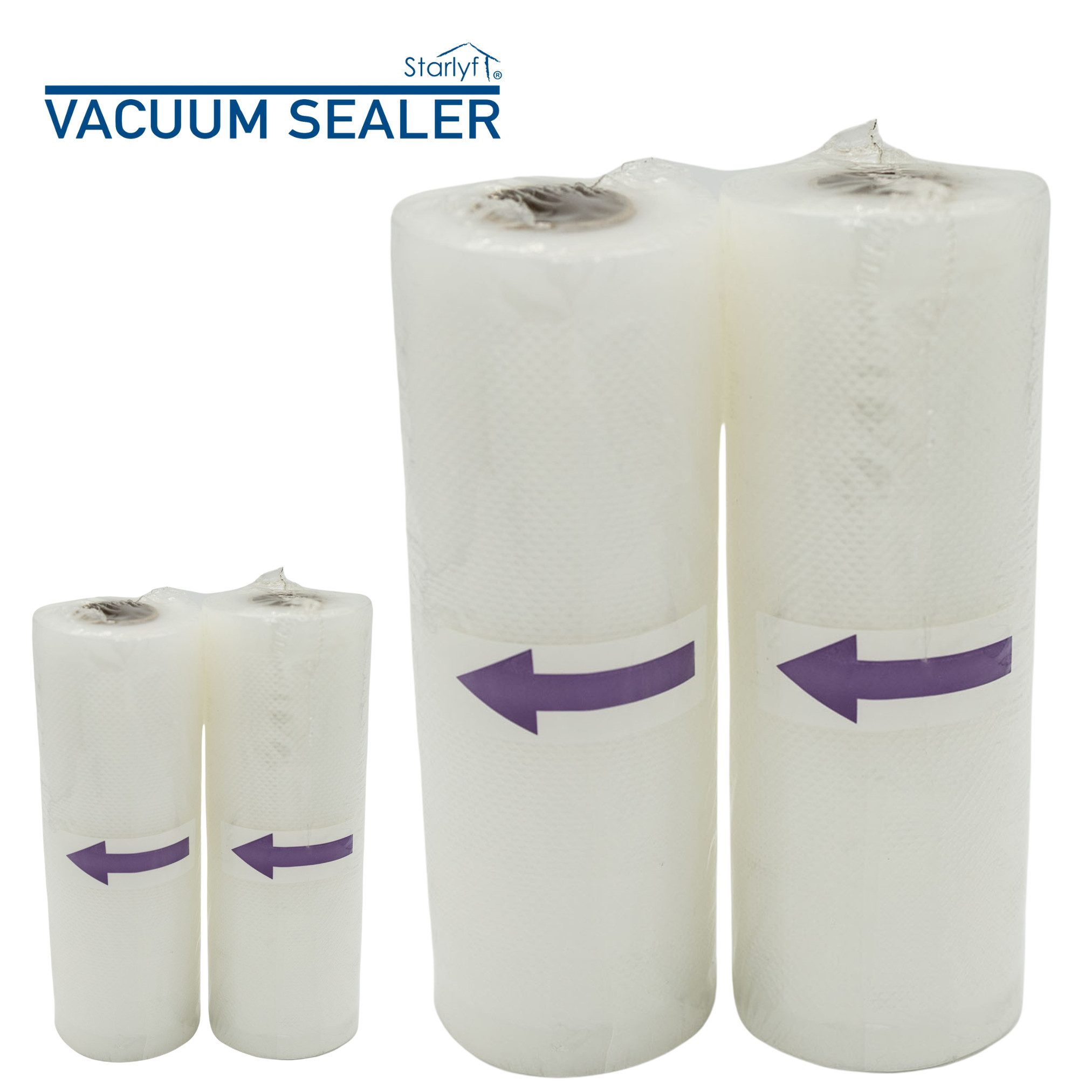 Starlyf Vakuumier-Folienrollen Vacuum Sealer Rollen, Zubehör für Starlyf Vakuumierer Vacuum Sealer, Beutelrolle 2er Set - 2 Rollen je 17 cm x 5 m