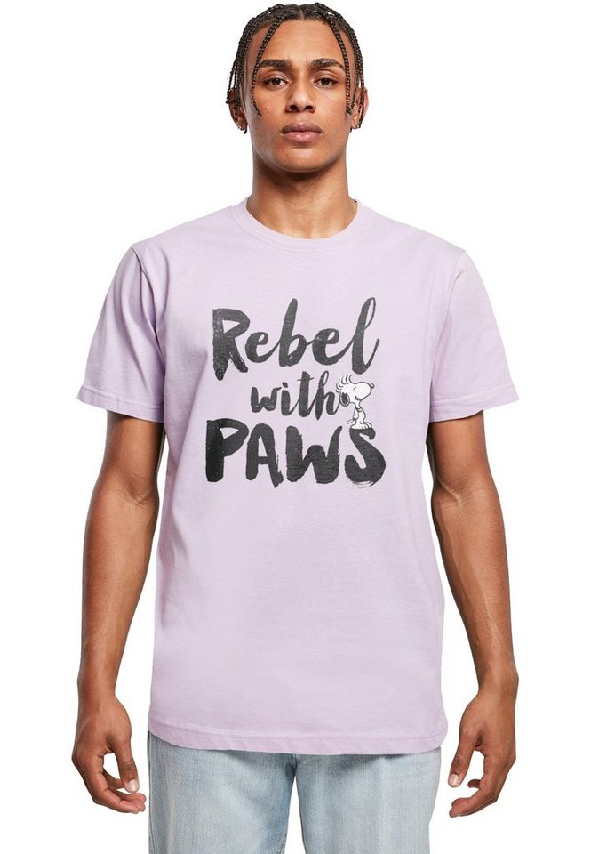 Rebel Herren Peanuts (1-tlg T-Shirt ) - paws Round with Merchcode Neck T-Shirt