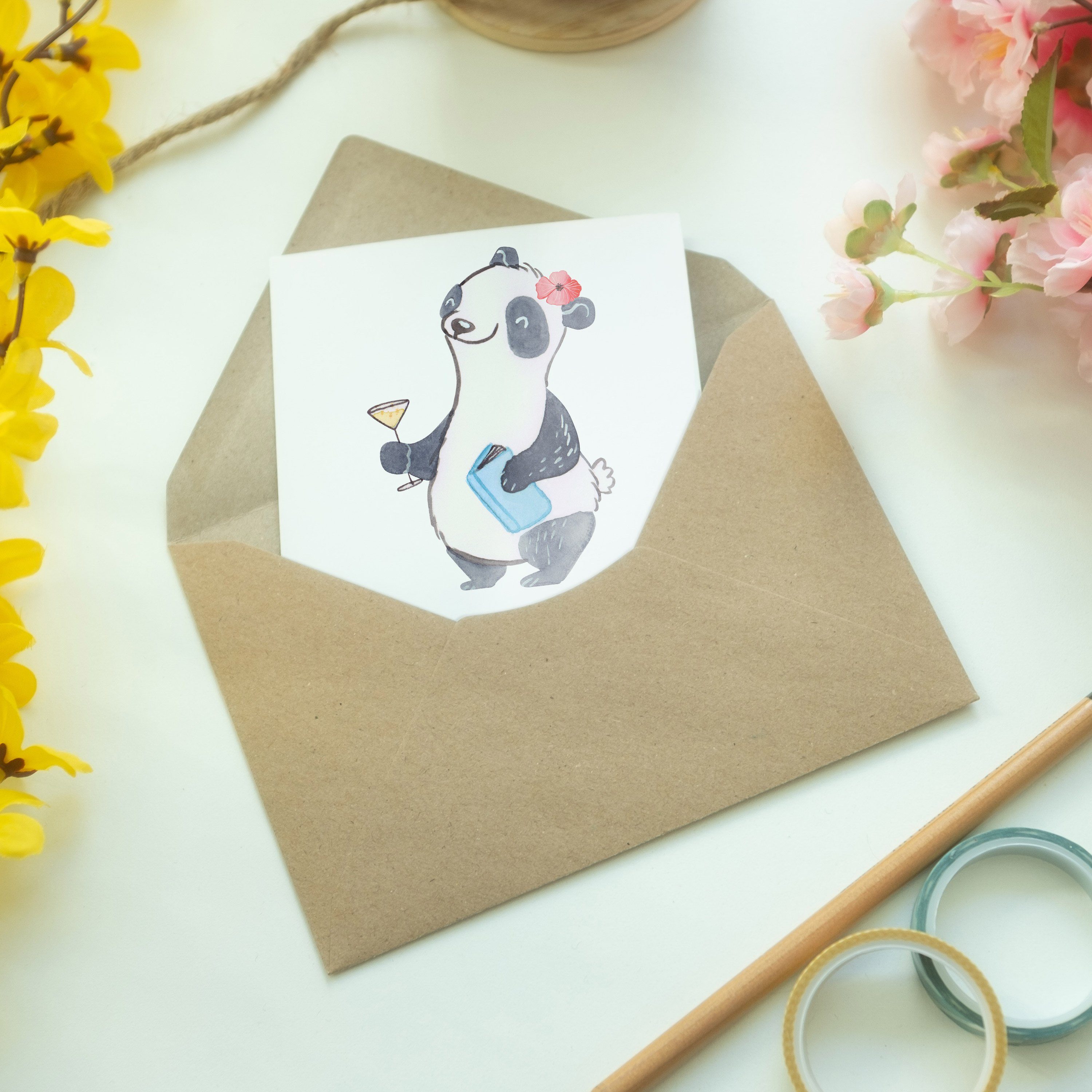 Mr. & Mrs. Panda Grußkarte Panda Geschenk, Sitznachbarin - Beste Welt - U Mitstudentin, der Weiß