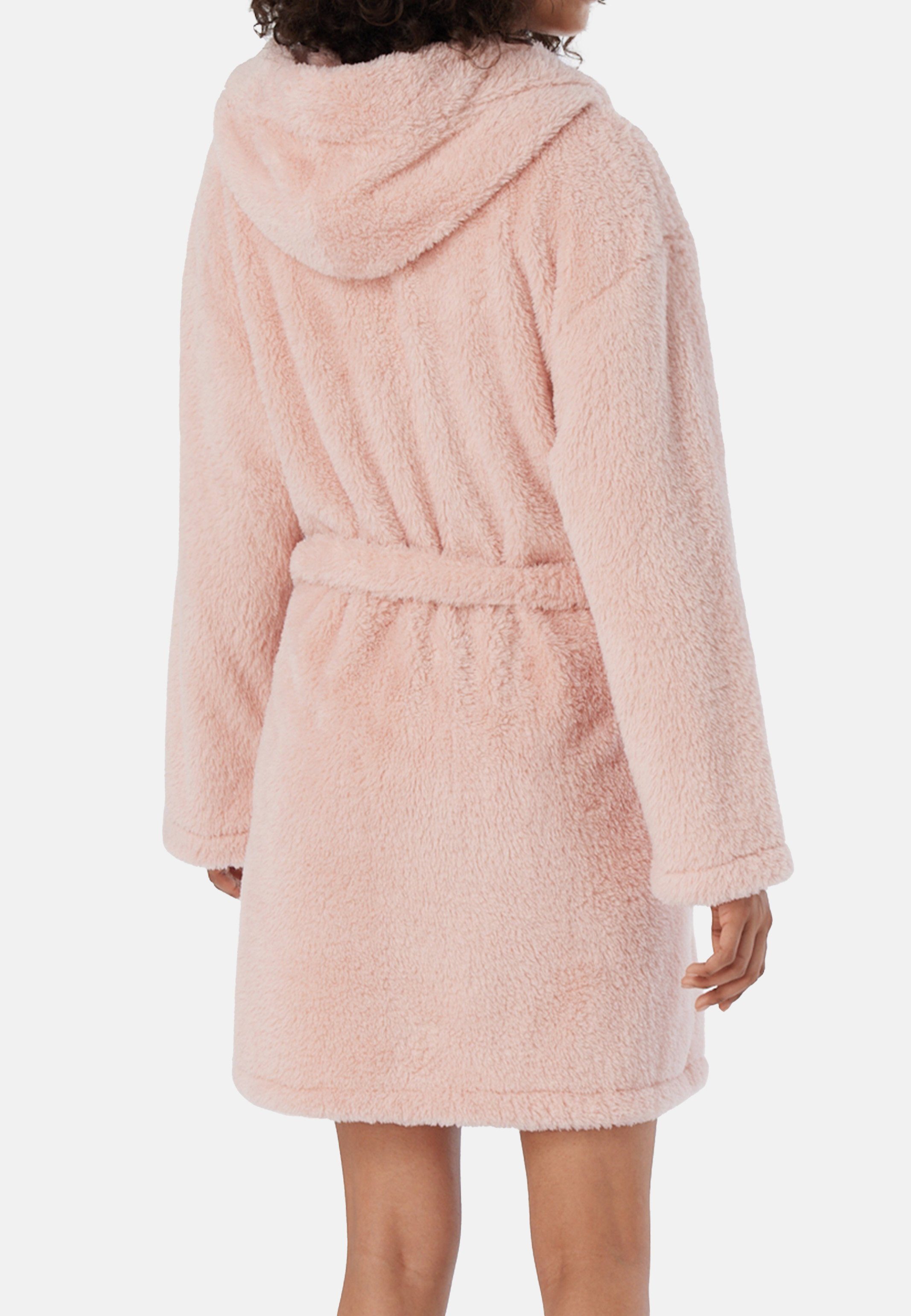 - Schiesser Bademantel 90 Fit mit cm Länge Teddy Synthetik, Bademantel Comfort Fleece, Rosa