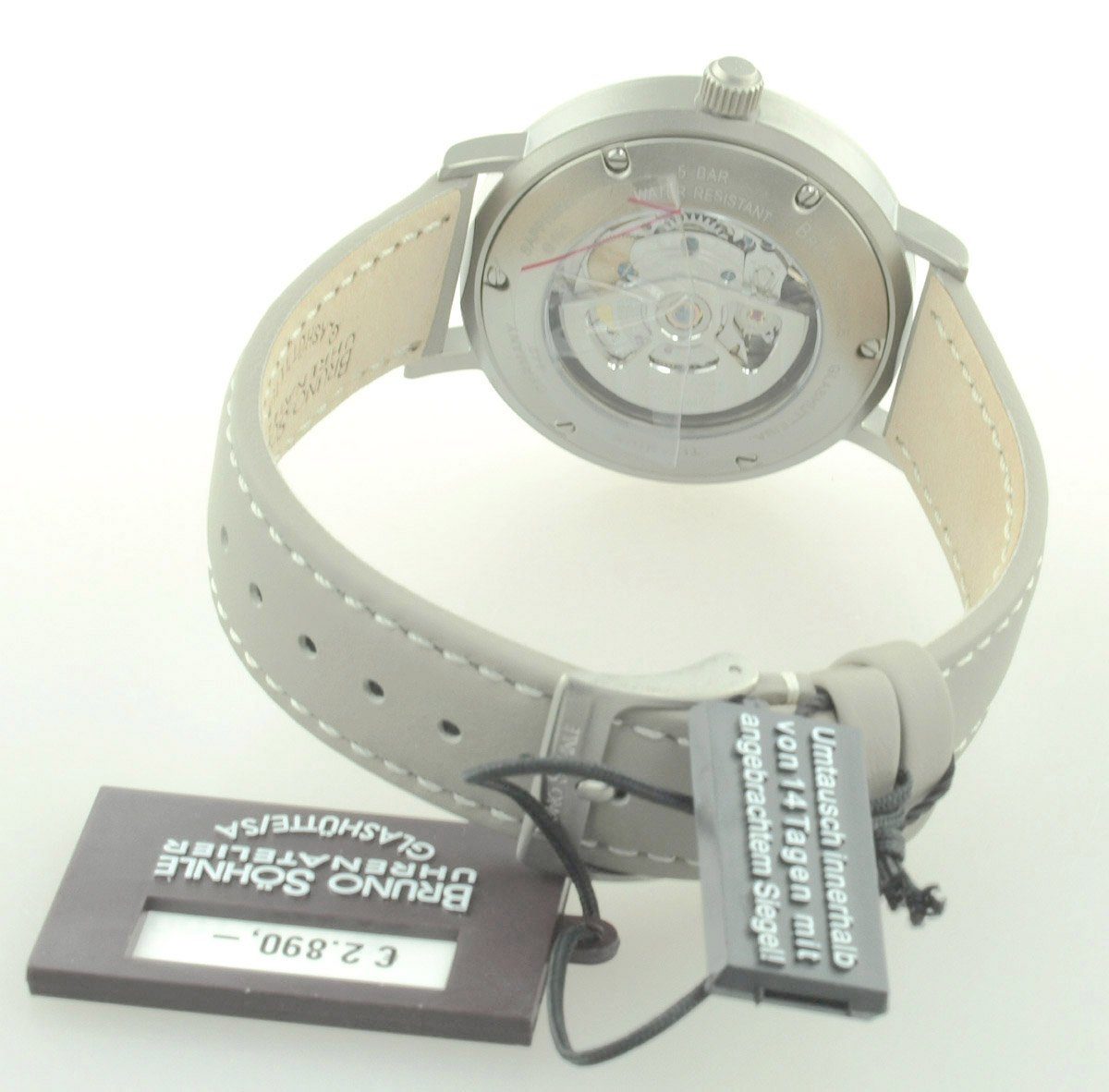 BRUNO SÖHNLE Automatikuhr Herren Uhr Titanium Frankfurt Saphirglas Glasboden