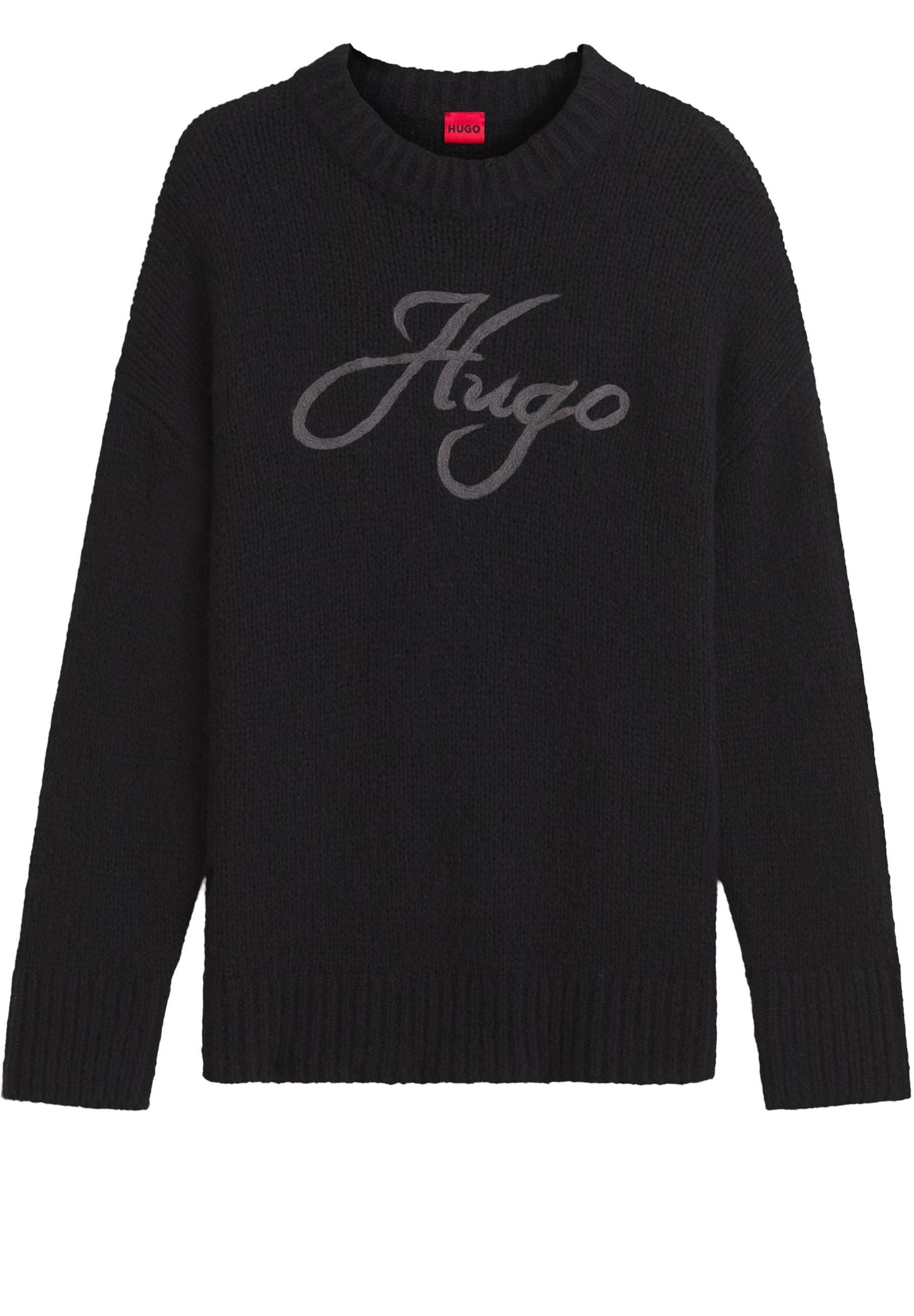 HUGO Strickpullover Sloguinny mit Logo-Schriftzug (1-tlg)