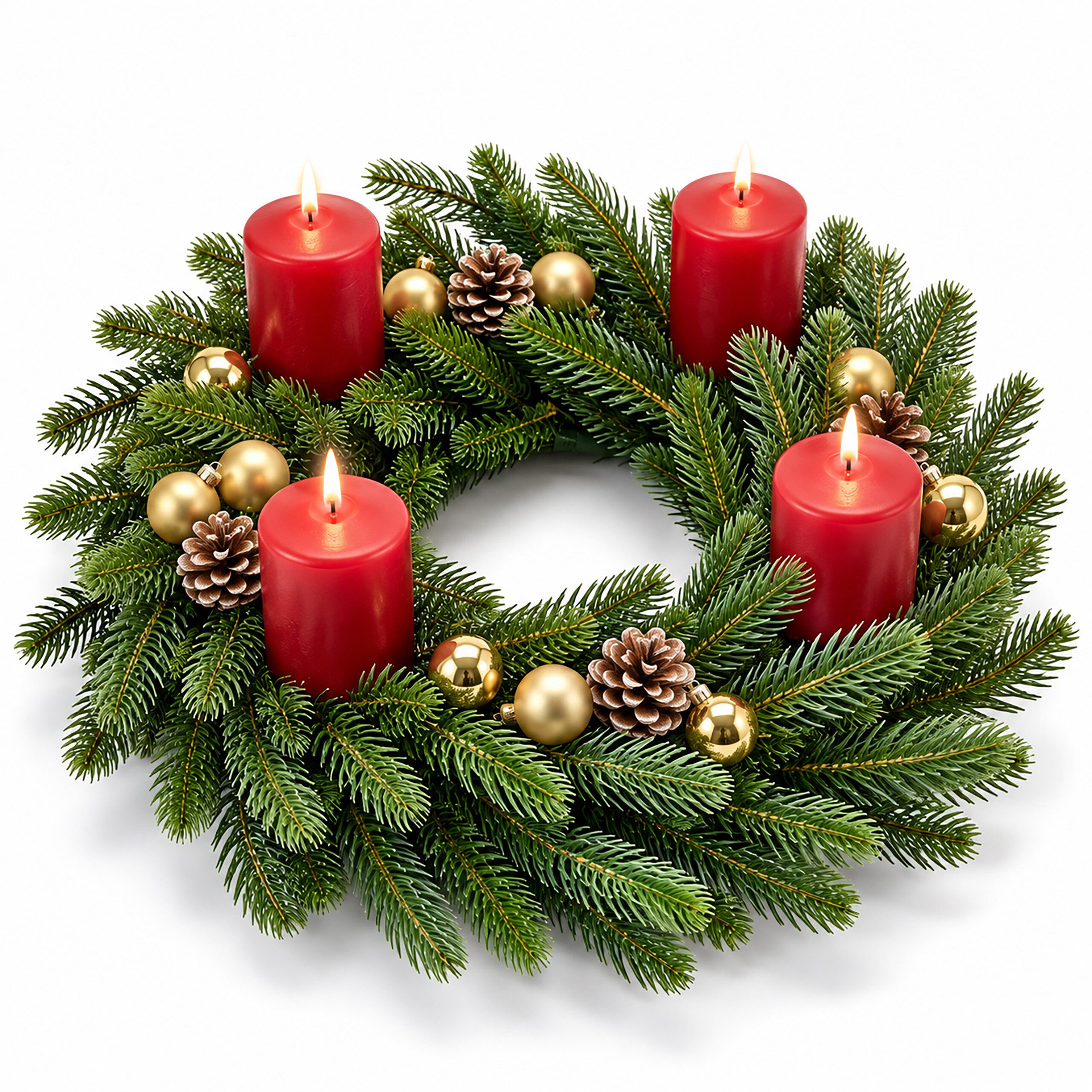 relaxdays Adventskranz Künstlicher Adventskranz Spritzguss, 60 cm