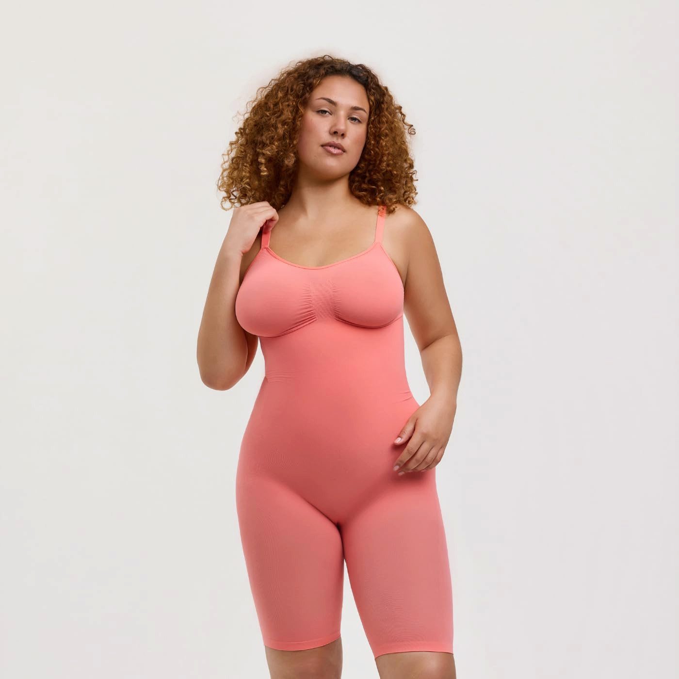 cfab (creamy fabrics) Miederbody Bodysuit Sculpting Shapewear mit Shorts-Coral-XS (1-tlg) Figurformend