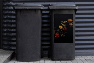MuchoWow Wandsticker Kräuter - Schwarz - Gewürze - Küche - Kochen (1 St), Mülleimer-aufkleber, Mülltonne, Sticker, Container, Abfalbehälter