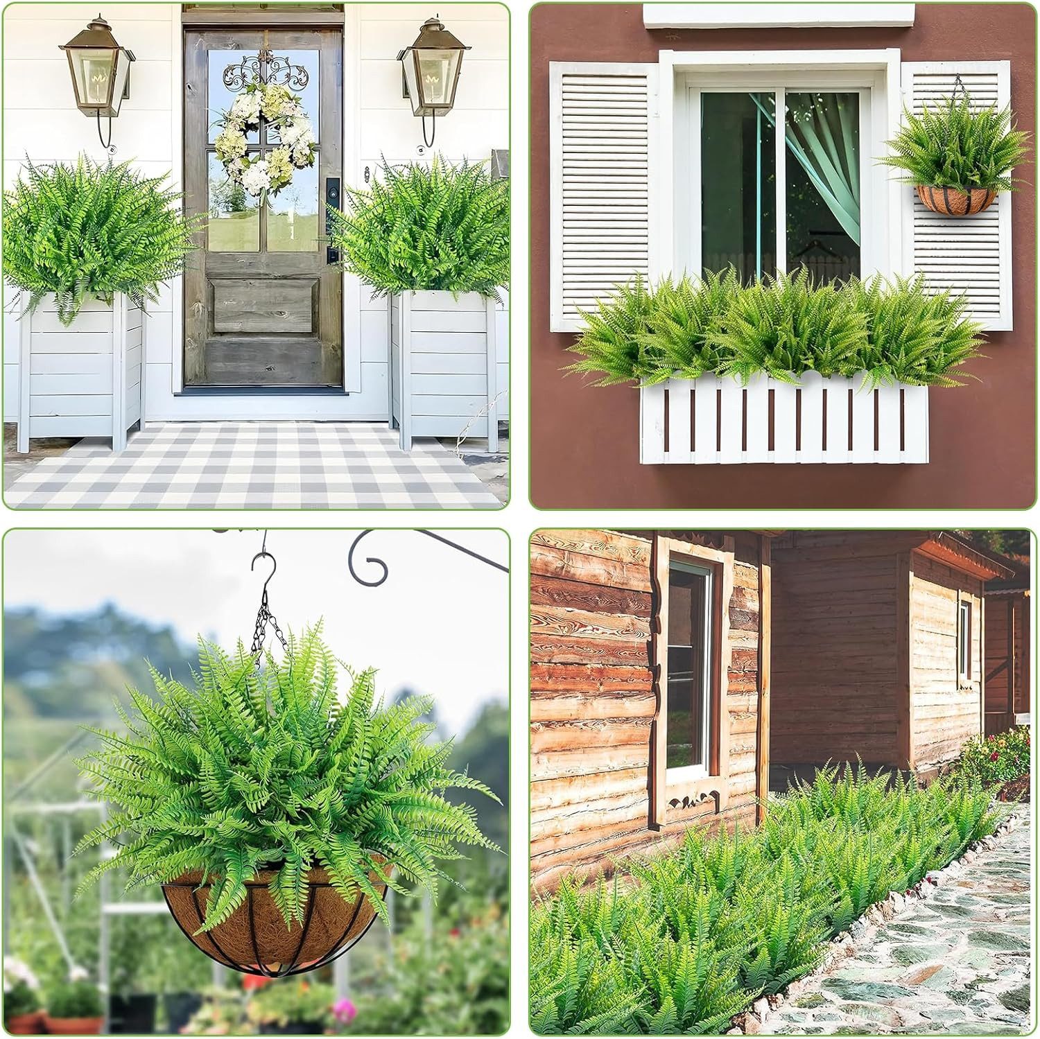 Kunstblumenstrauß Outdoor Künstliche Pflanzen Boston Farn Wetterfeste Balkonpflanzen, Bomiclss, für Garten Veranda Terrasse Herbst,Halloween Dekor – Bild 5 von 5