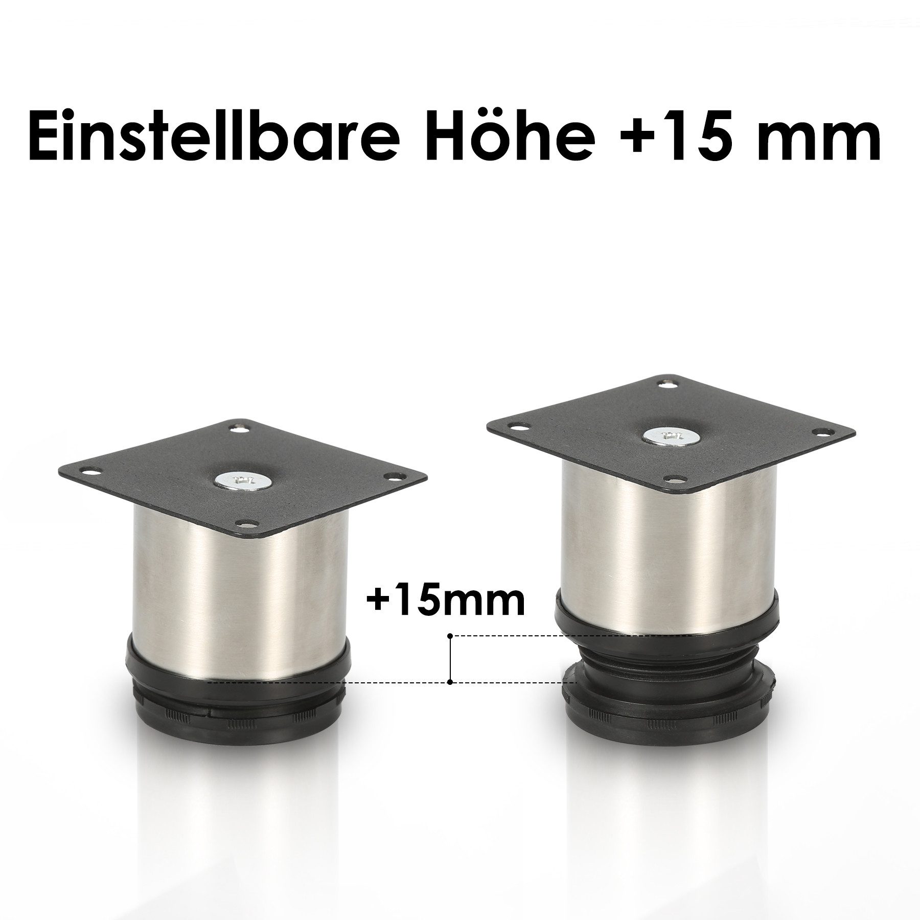 Clanmacy Möbelfuß Edelstahl Möbelfüße Tischbeine (4er Set), höhenverstellbar, Tragfähigkeit 250kg – Bild 4 von 5