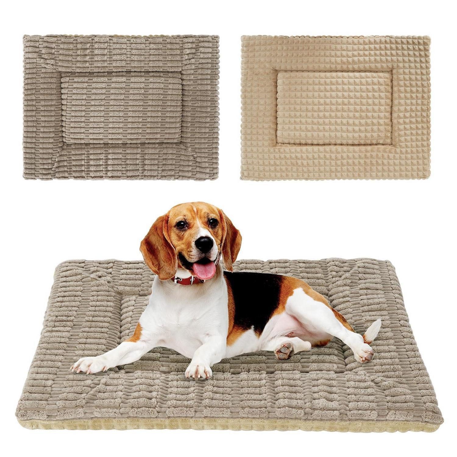 LuxusKollektion Hundebett Hundematte Memory Foam waschbar Khaki XL