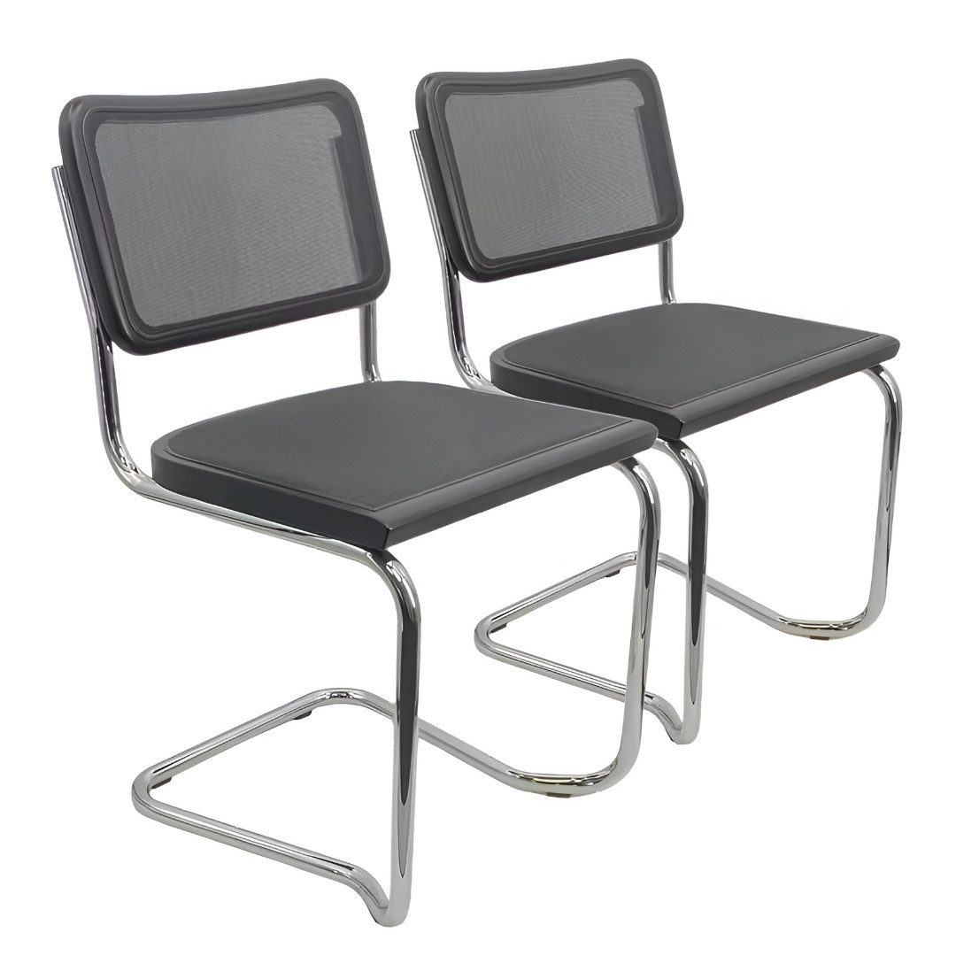 k-hometrends Freischwinger KENO (2er-Set), Designstühle aus Buche mit Mesh in schwarz – handgefertigt in Italien