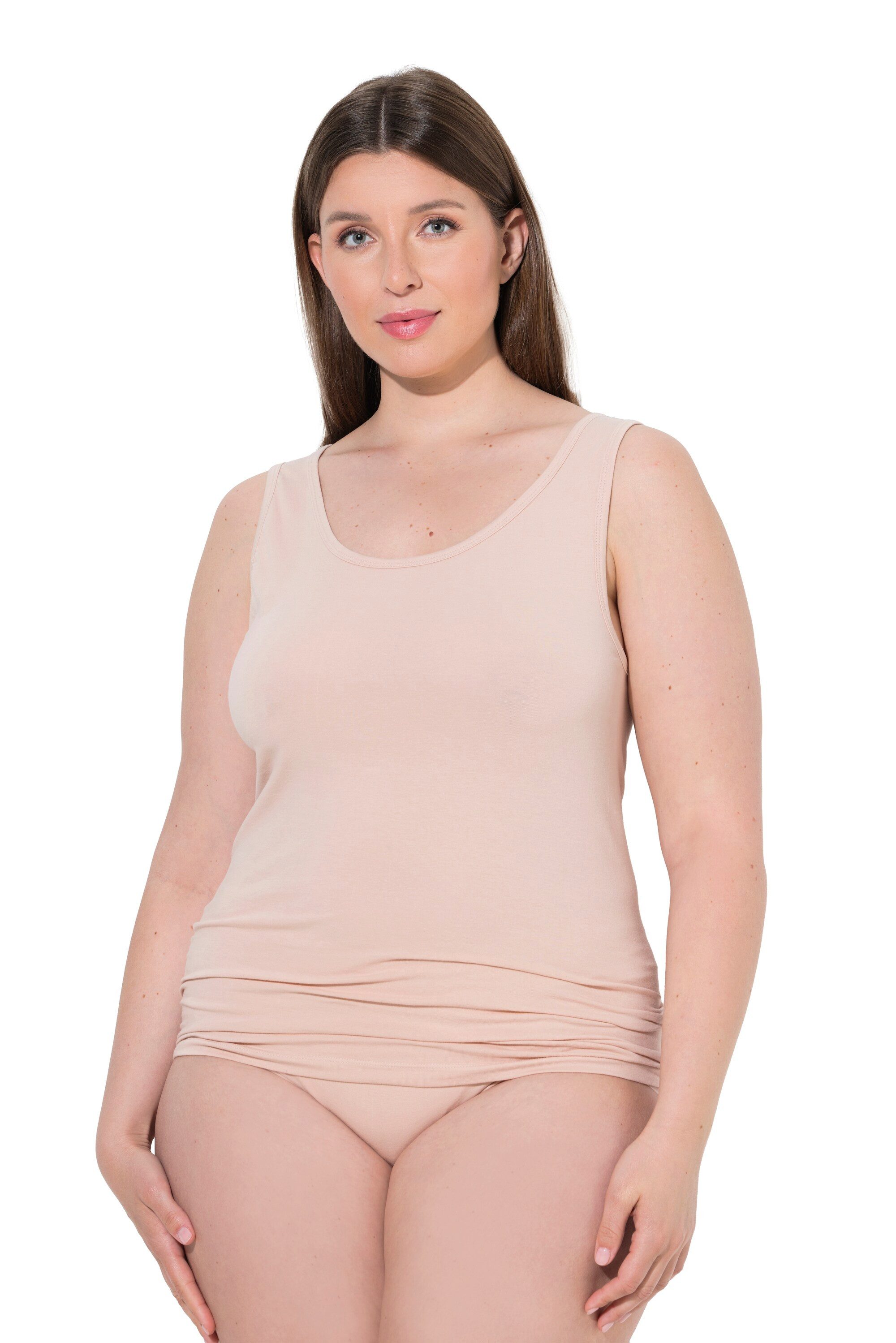 Ulla Popken Unterhemd Tanktops 2er-Pack Rundhalsausschnitt ärmellos